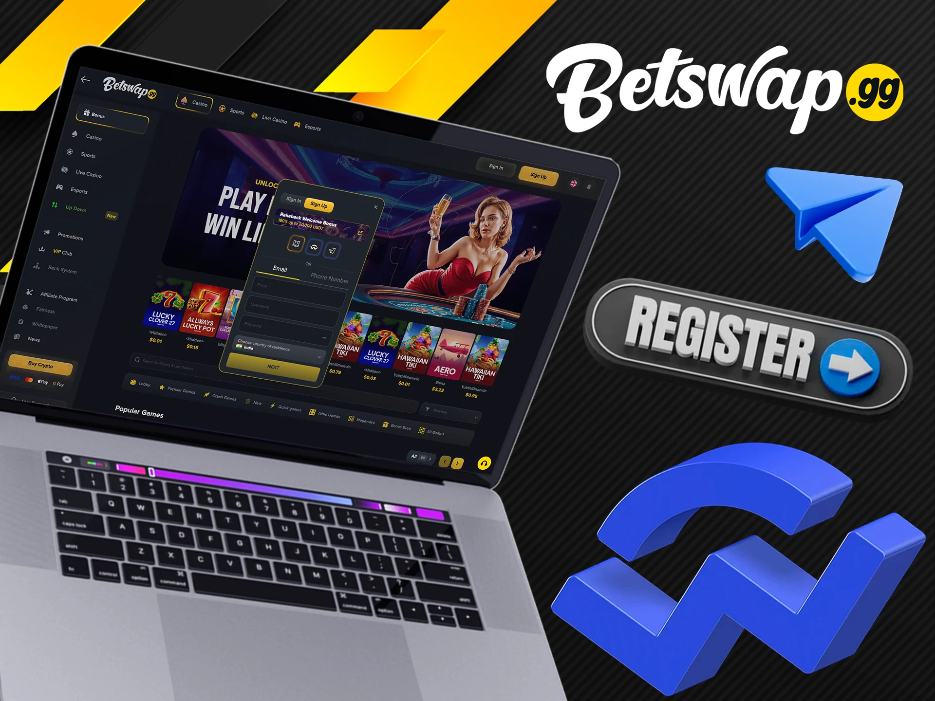 Create an account with Betswap gg using your social networks.