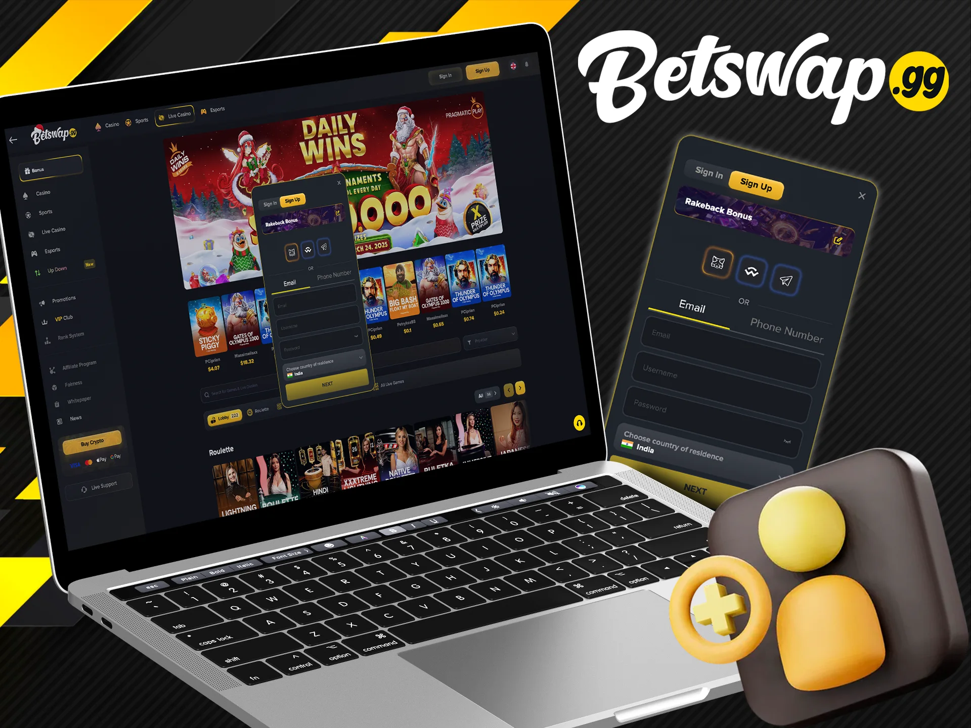 Create a personal account to start playing with Betswap gg.