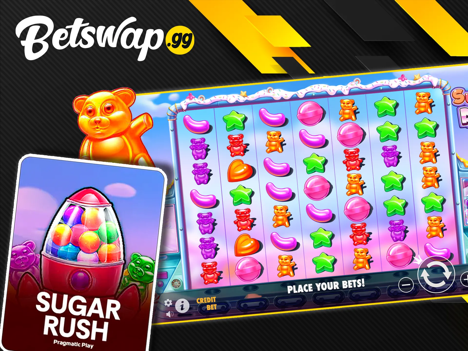 Test your luck in the Sugar Rush game with Betswap gg.