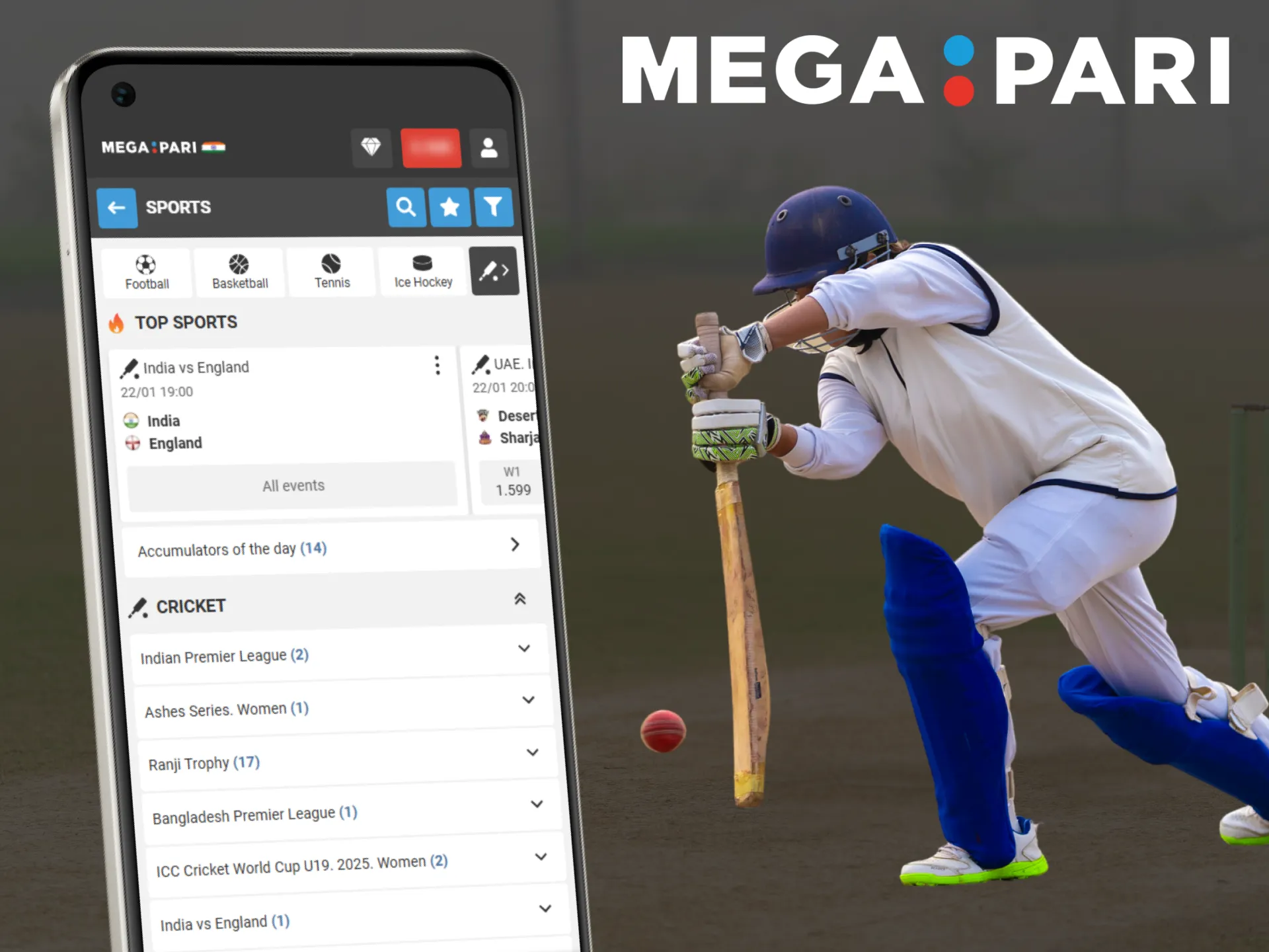 Start betting on cricket with the Megapari app.