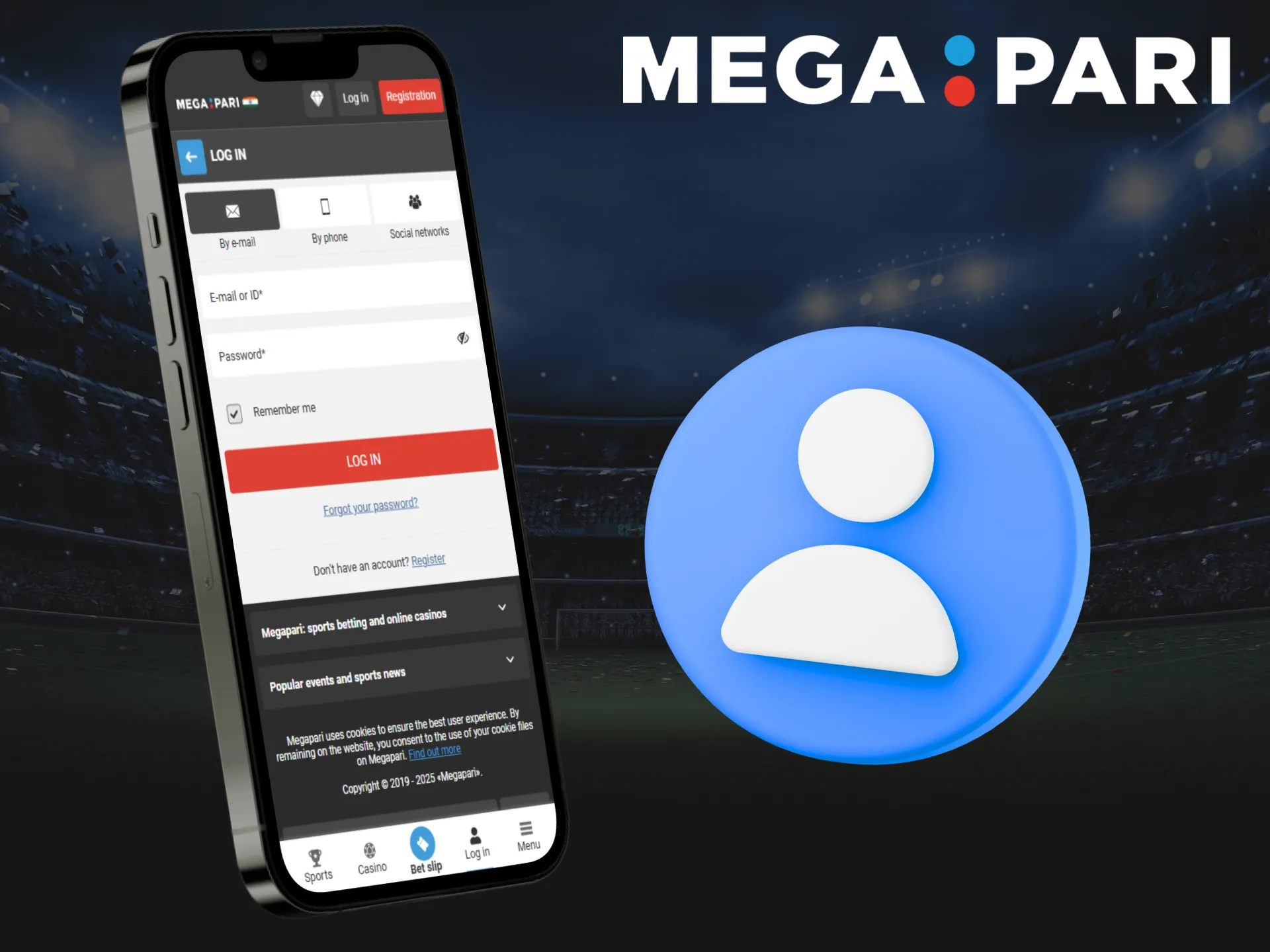 The procedure of accessing an account via the Megapari application.