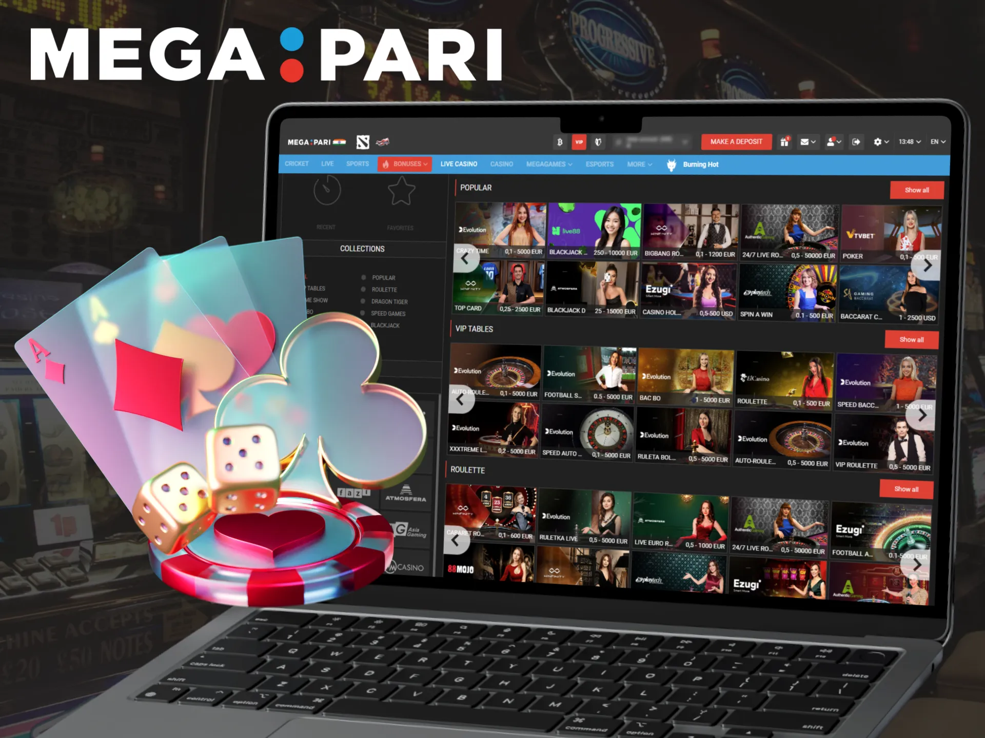 Megapari provides a diverse range of casino gaming options.