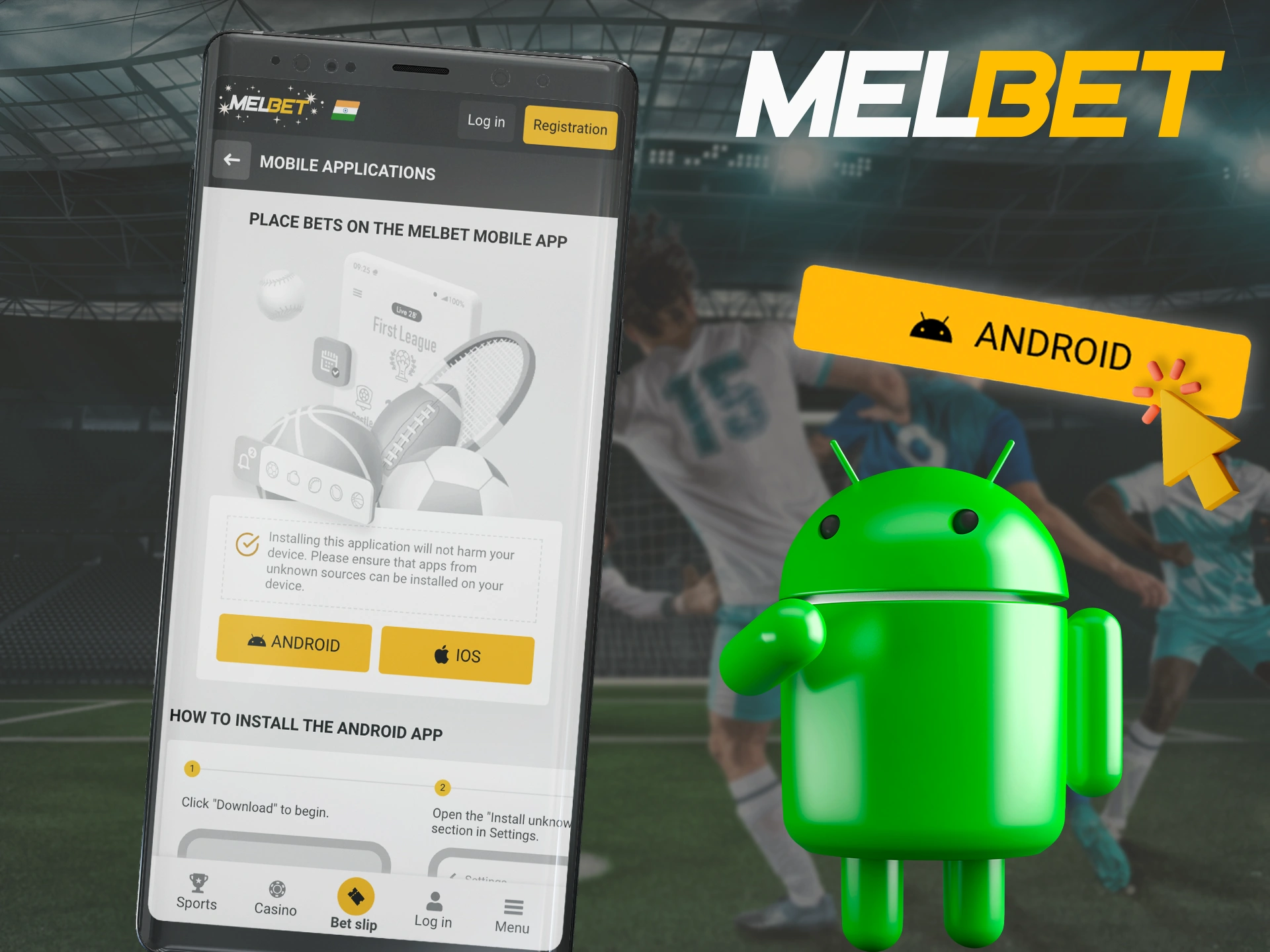 Get quick access to betting with the Melbet app for Android.