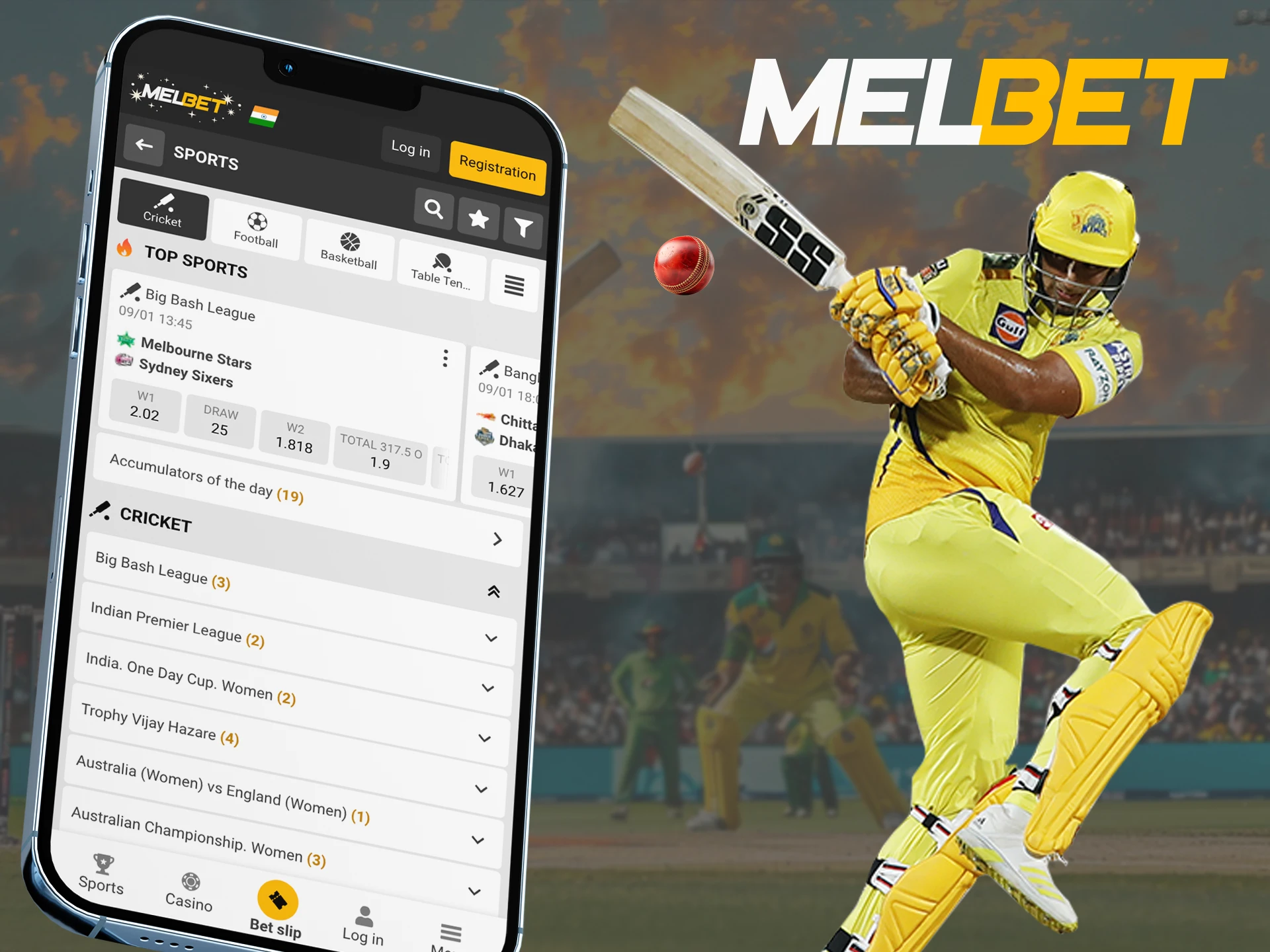 Win by placing the right cricket bet on the Melbet app.