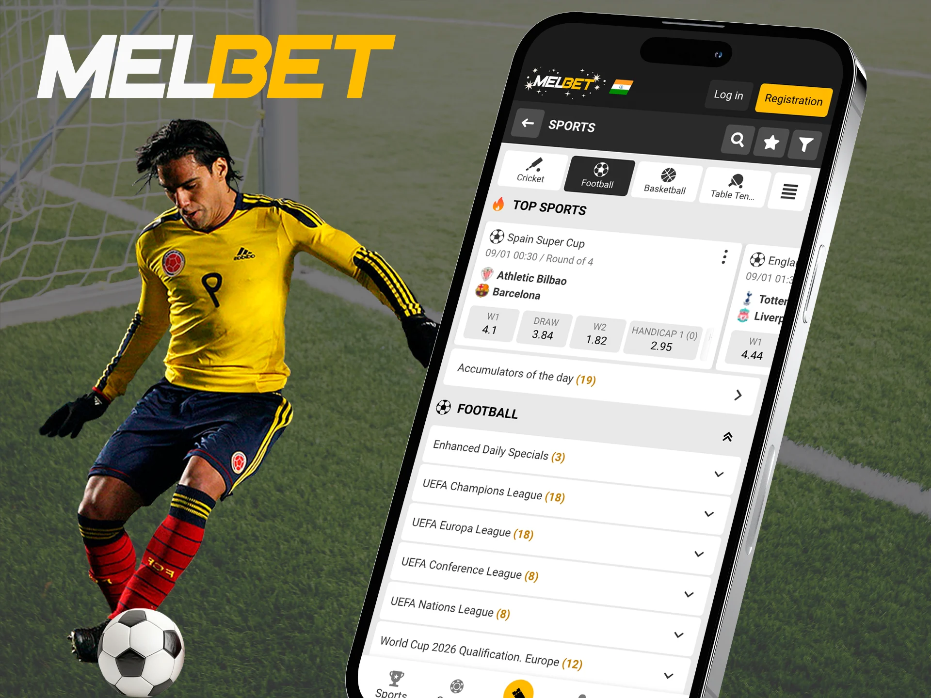 Make predictions on soccer matches anytime on the Melbet app.