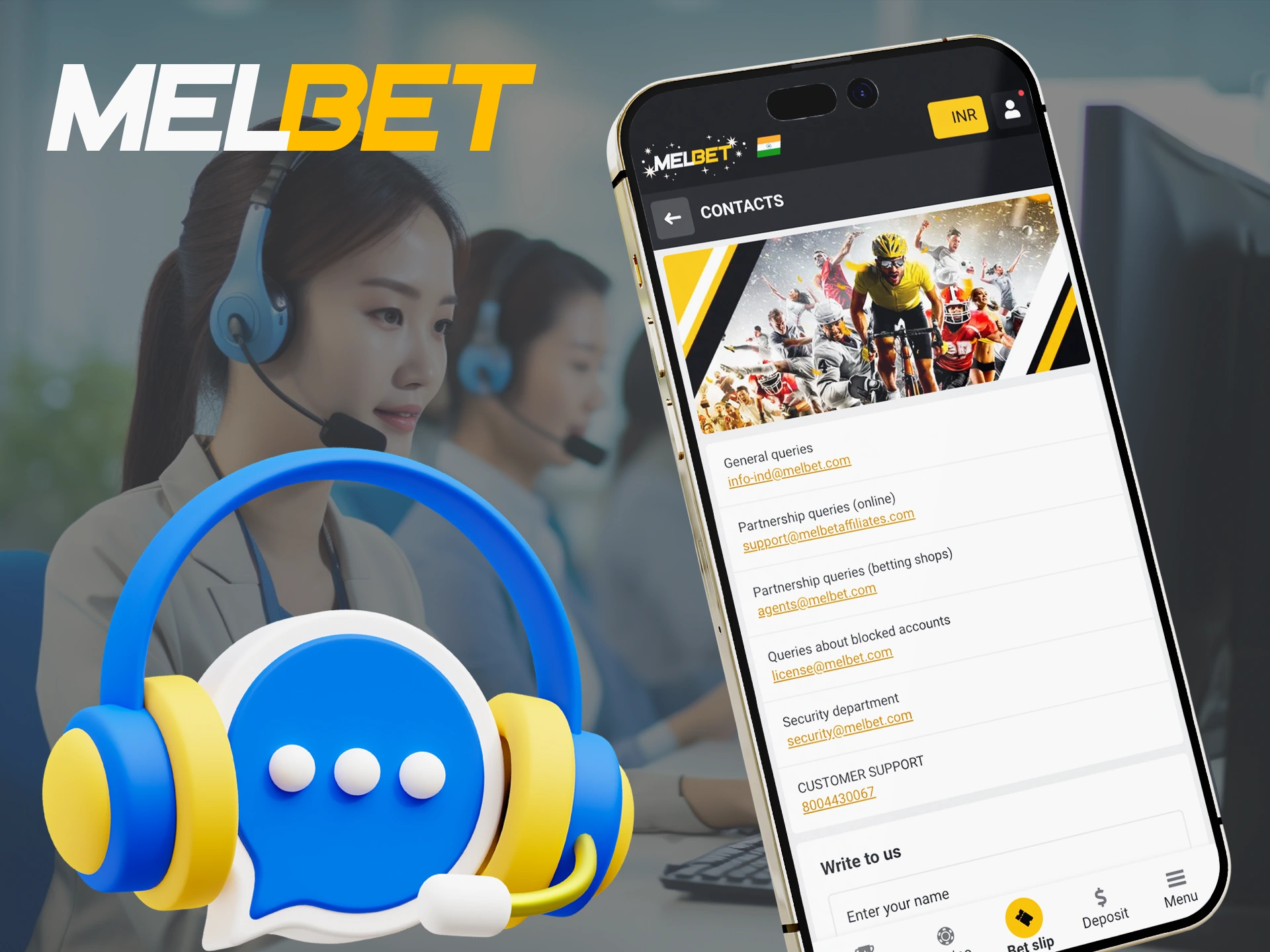 Go to the support section for difficulties in the Melbet app.