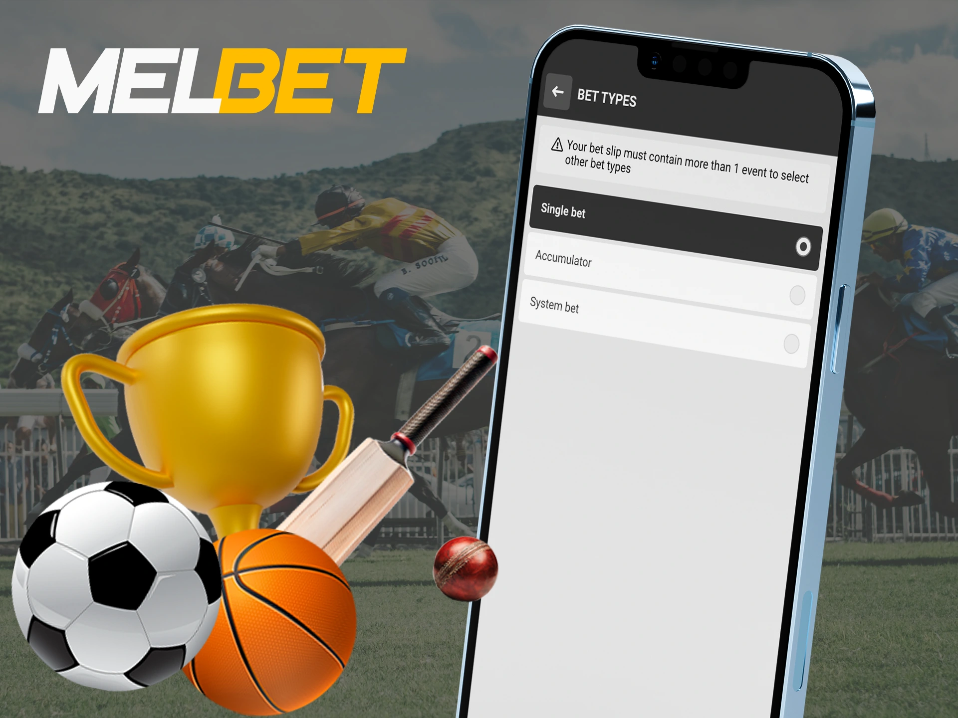 Choose the right type for your bet to win on the Melbet app.