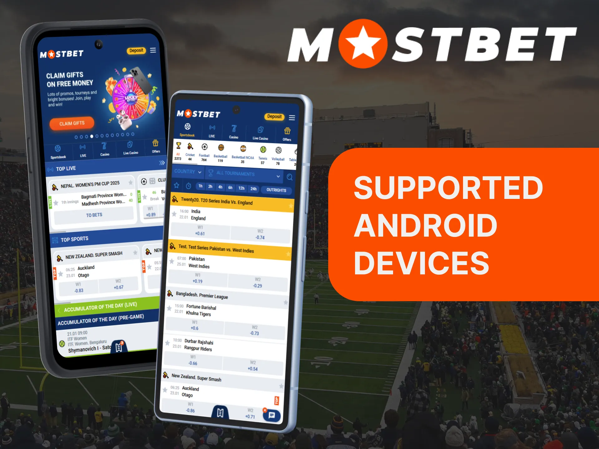 The Mostbet application is compatible with a wide range of Android devices.