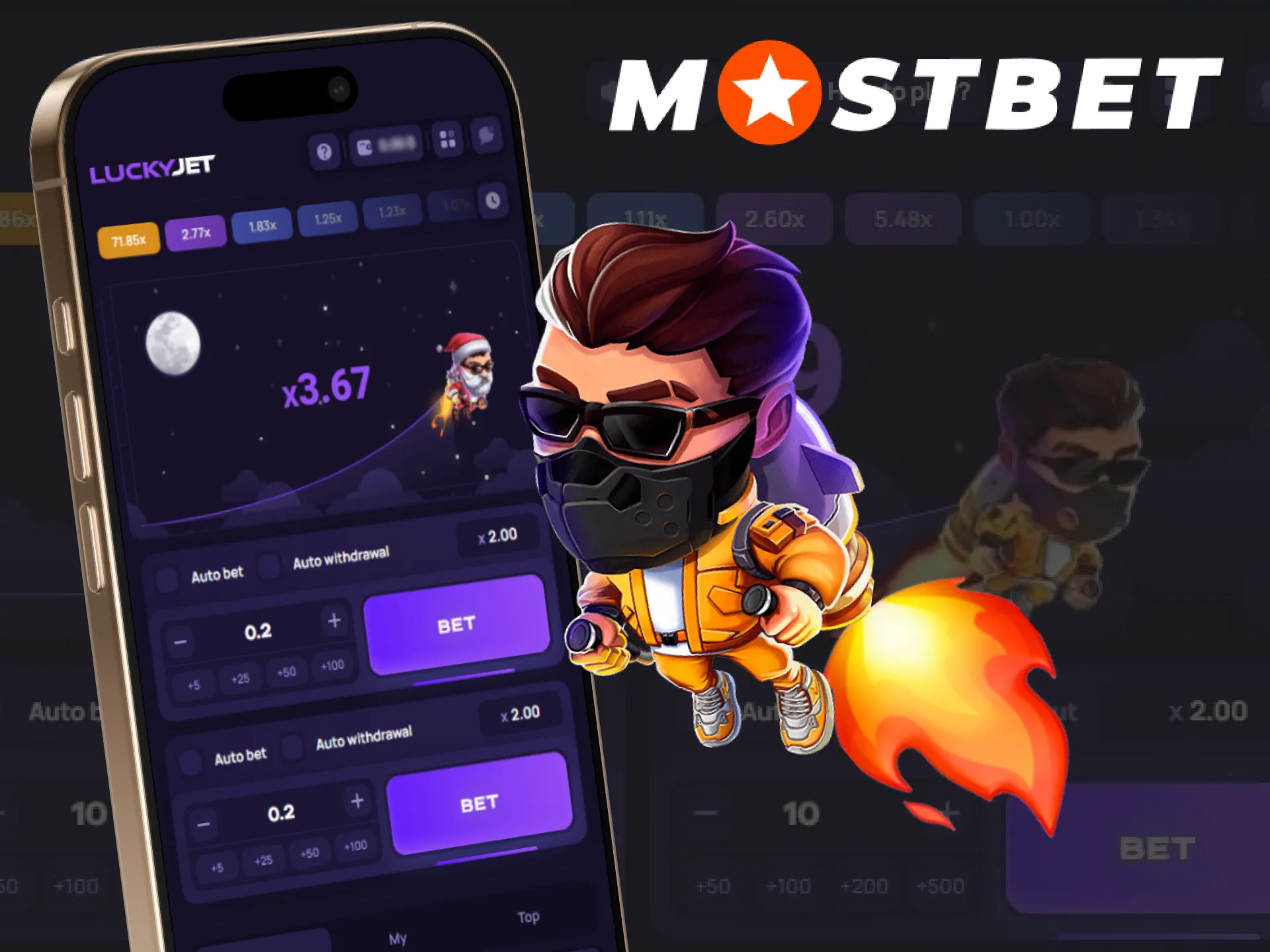 The Mostbet casino offers the Lucky Jet game for online play.