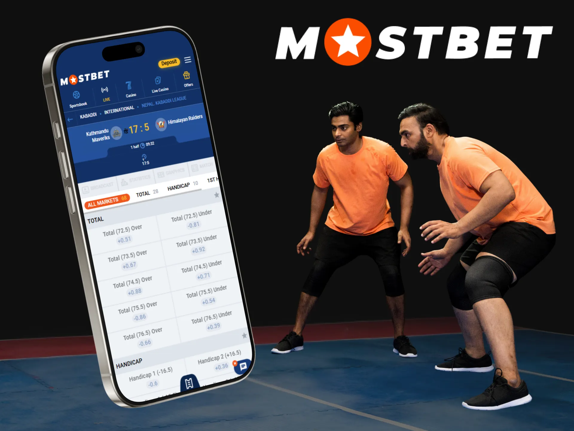 On the Mostbet platform, users can place bets on Kabaddi games.