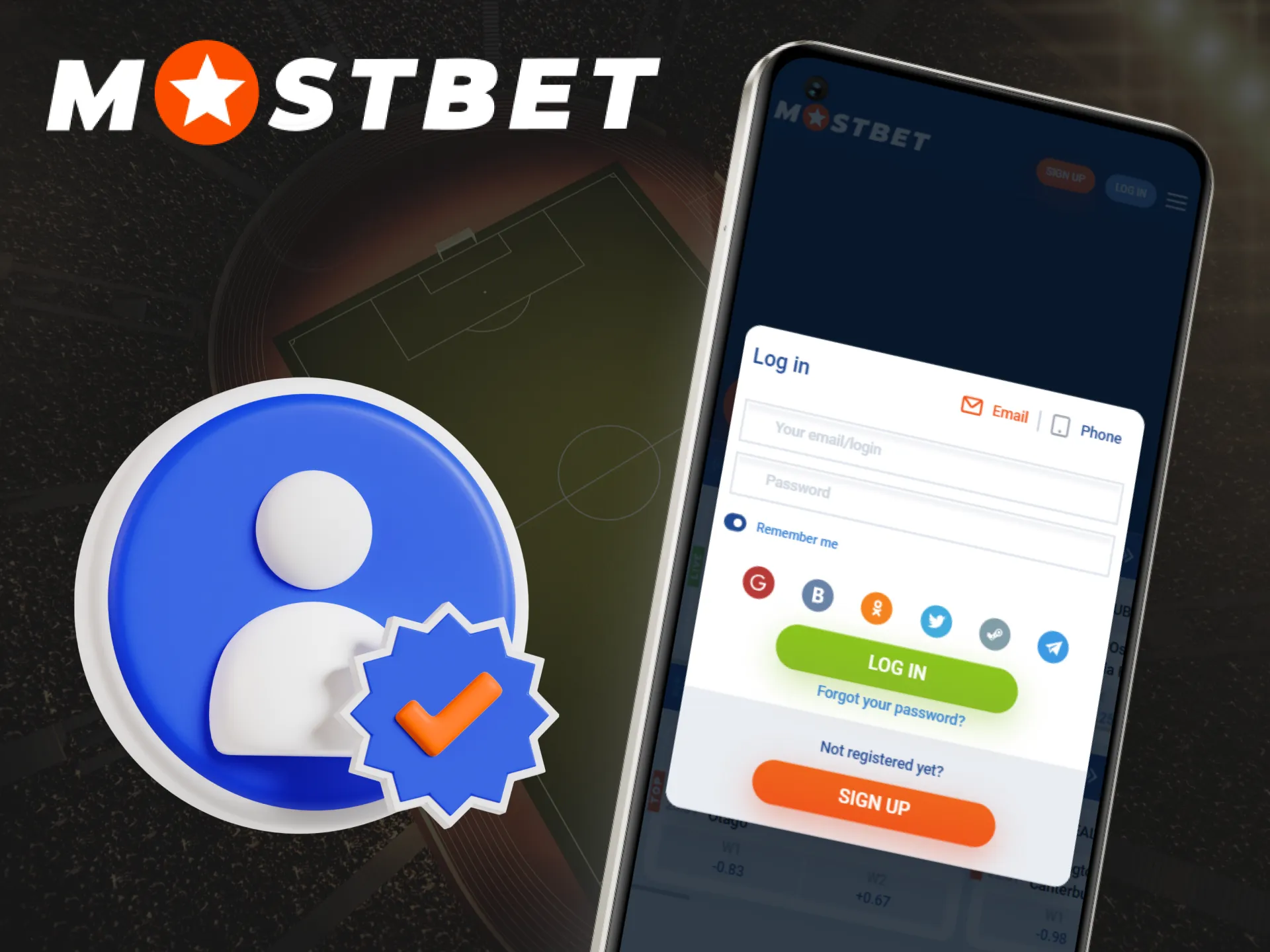 Log in to your account using the Mostbet app.