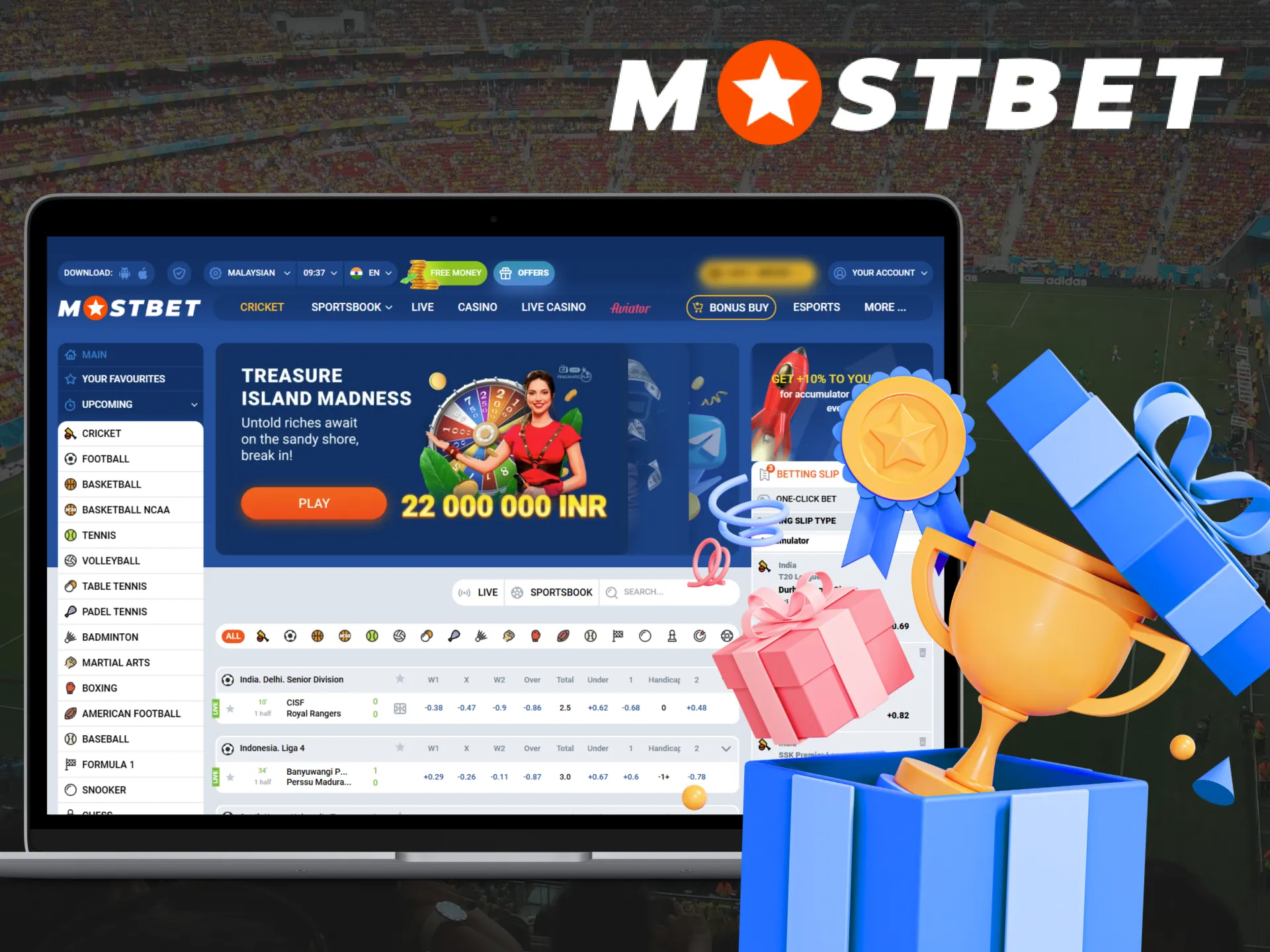 Indian players enjoy a wide range of benefits at Mostbet.