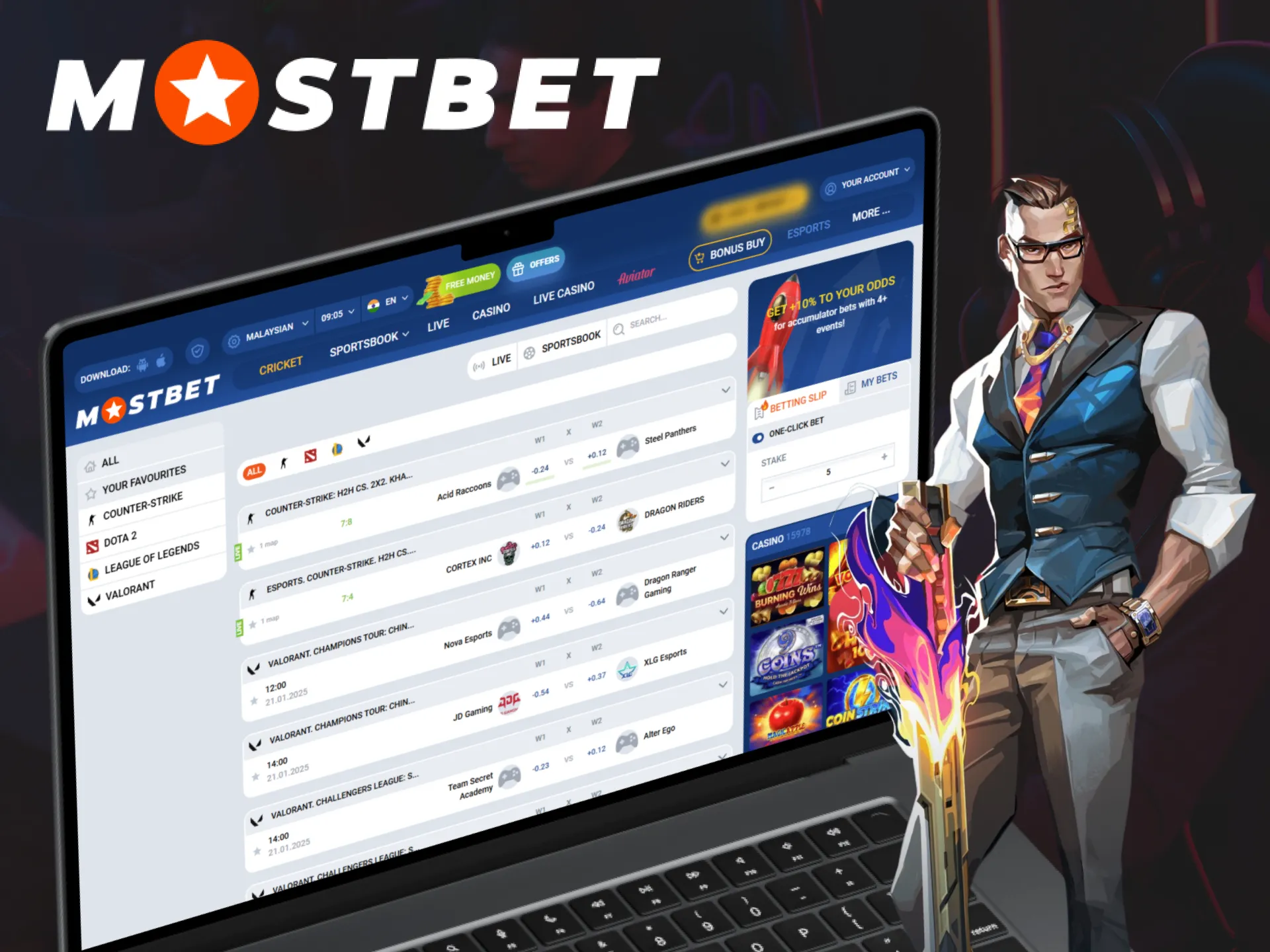 Place wagers for Esports competitions on Mostbet Online.