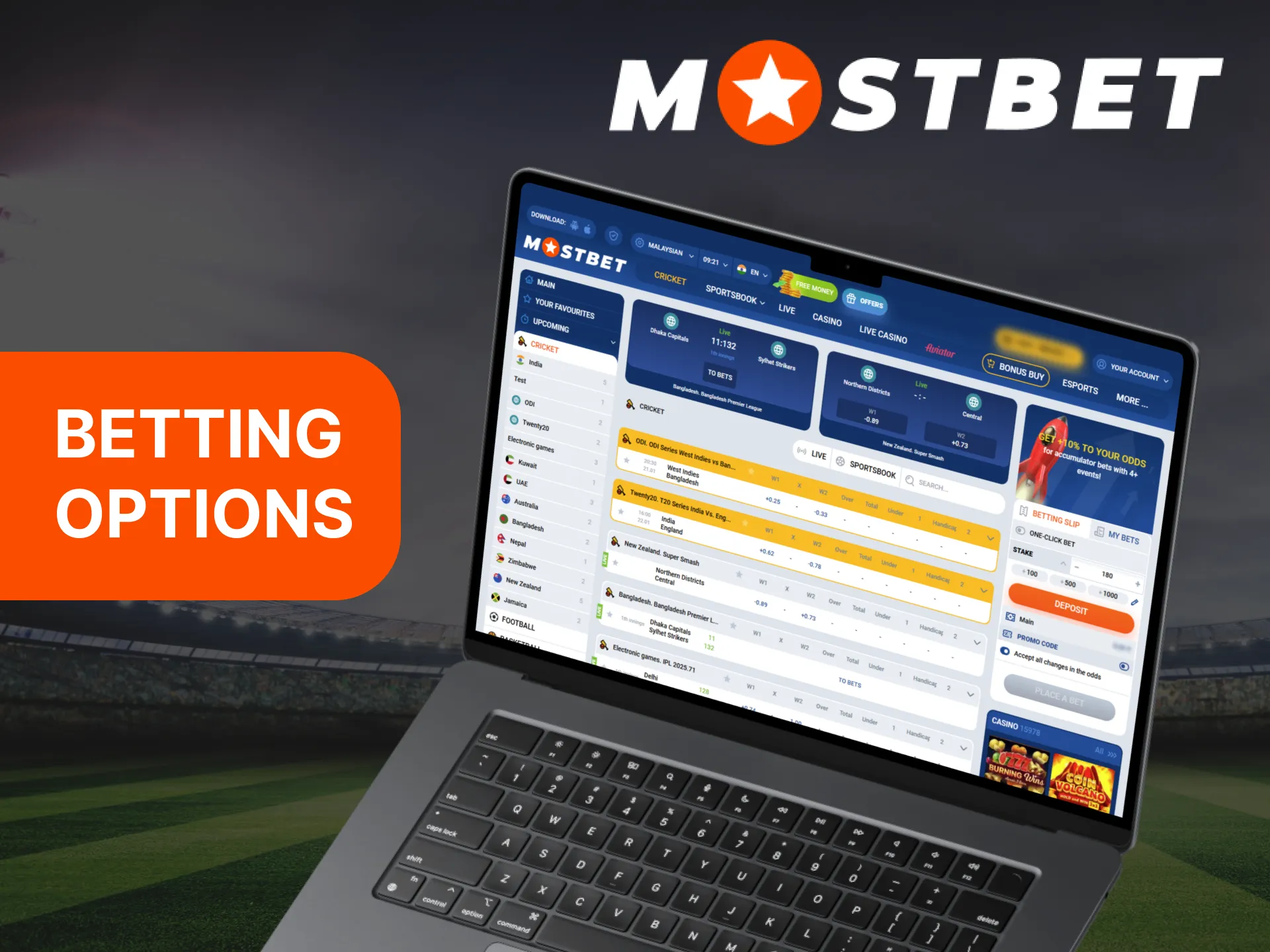 Users can enjoy a wide range of popular betting options at Mostbet.