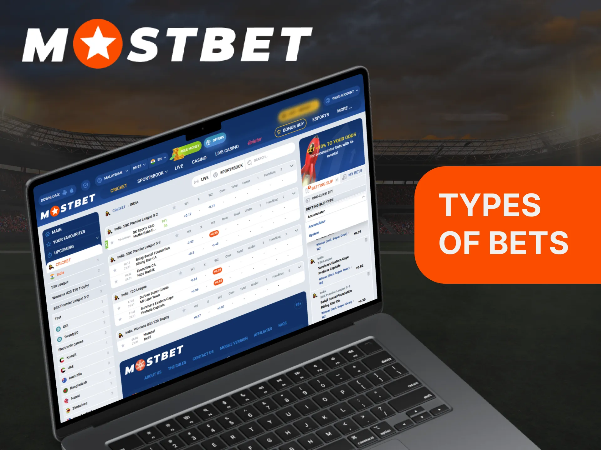 The Mostbet platform offers users a wide range of betting options.