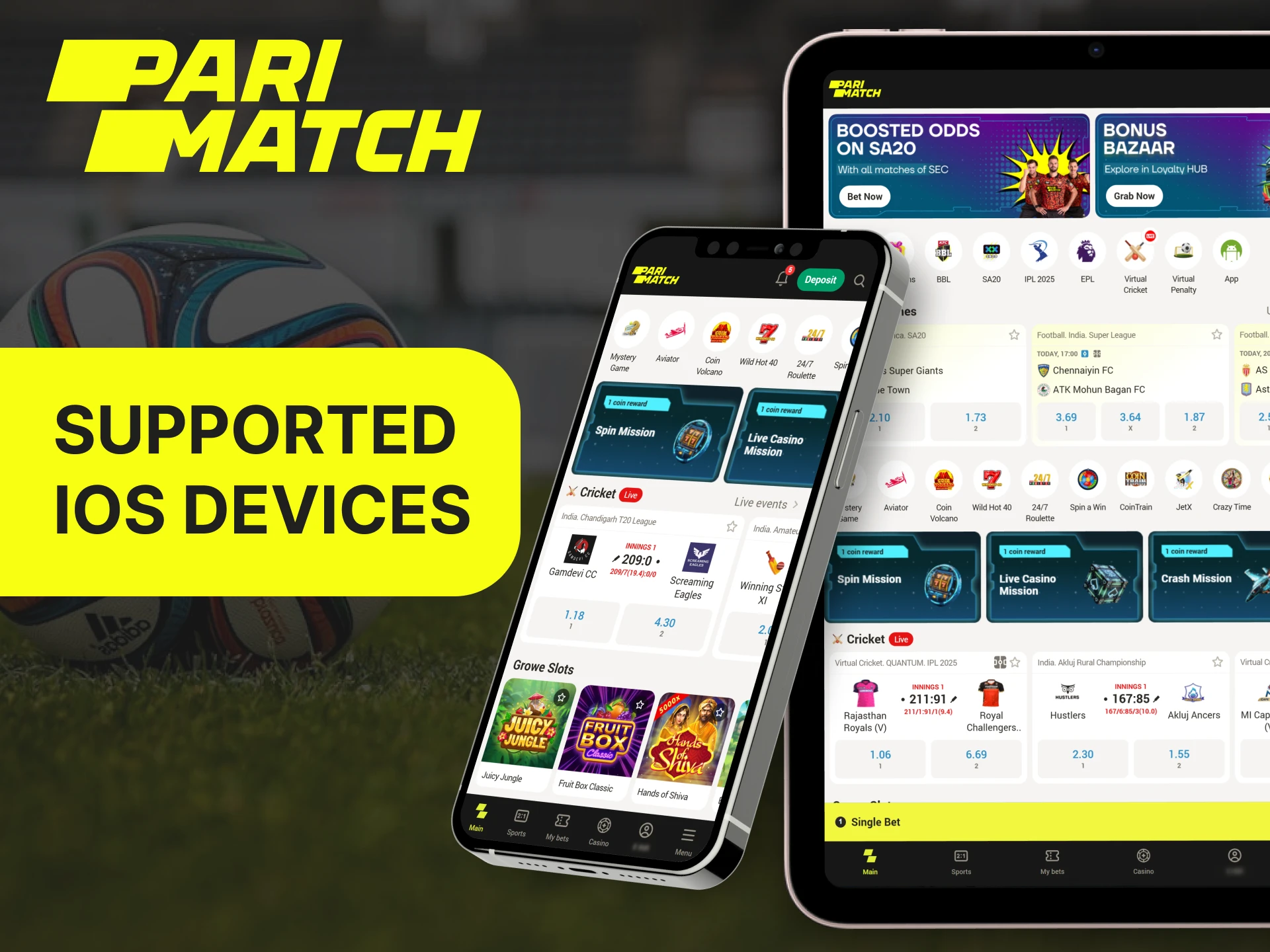 The Parimatch betting platform works smoothly on most iOS devices.