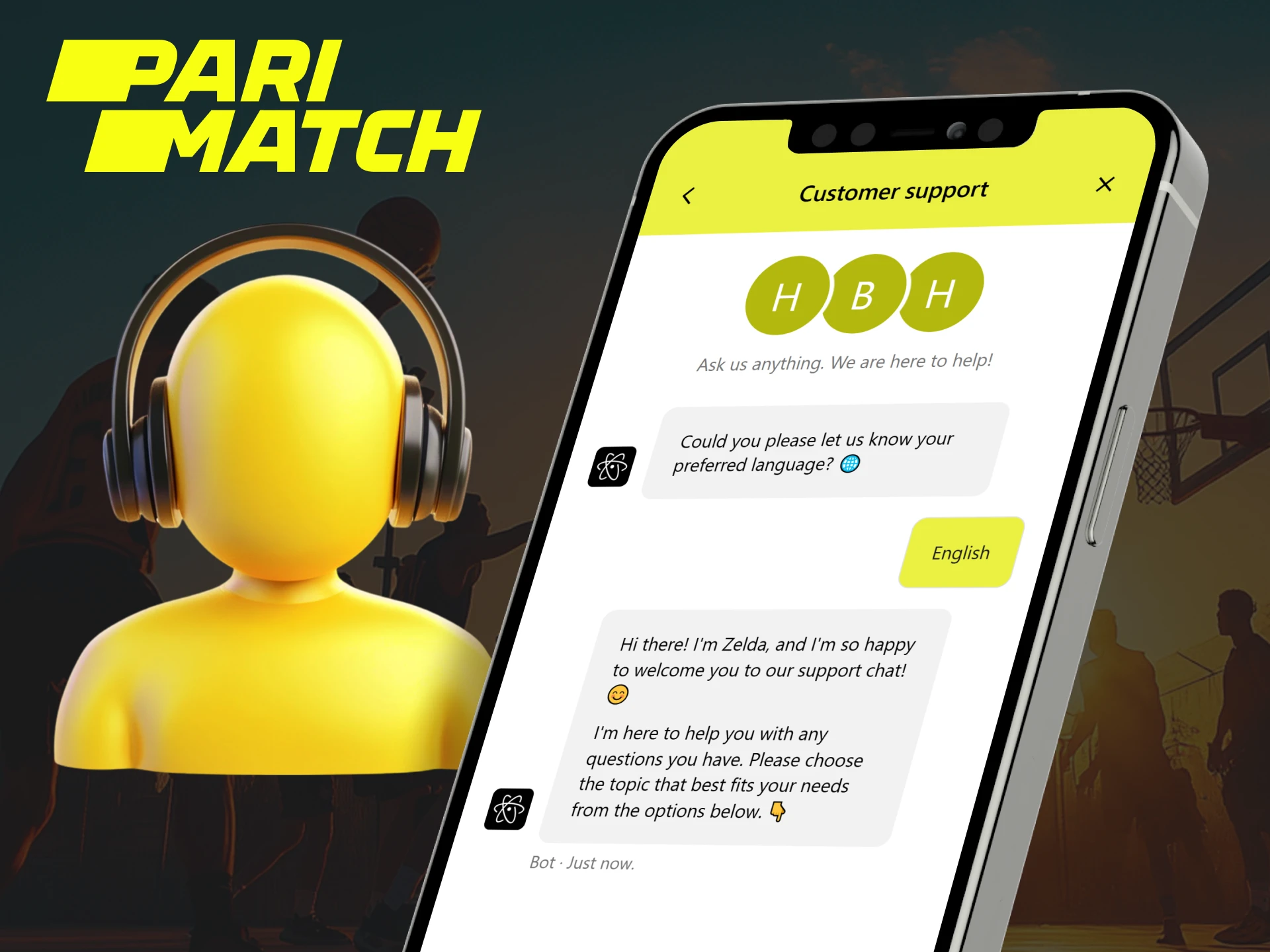 The customer support team of the Parimatch app is on hand around the clock.