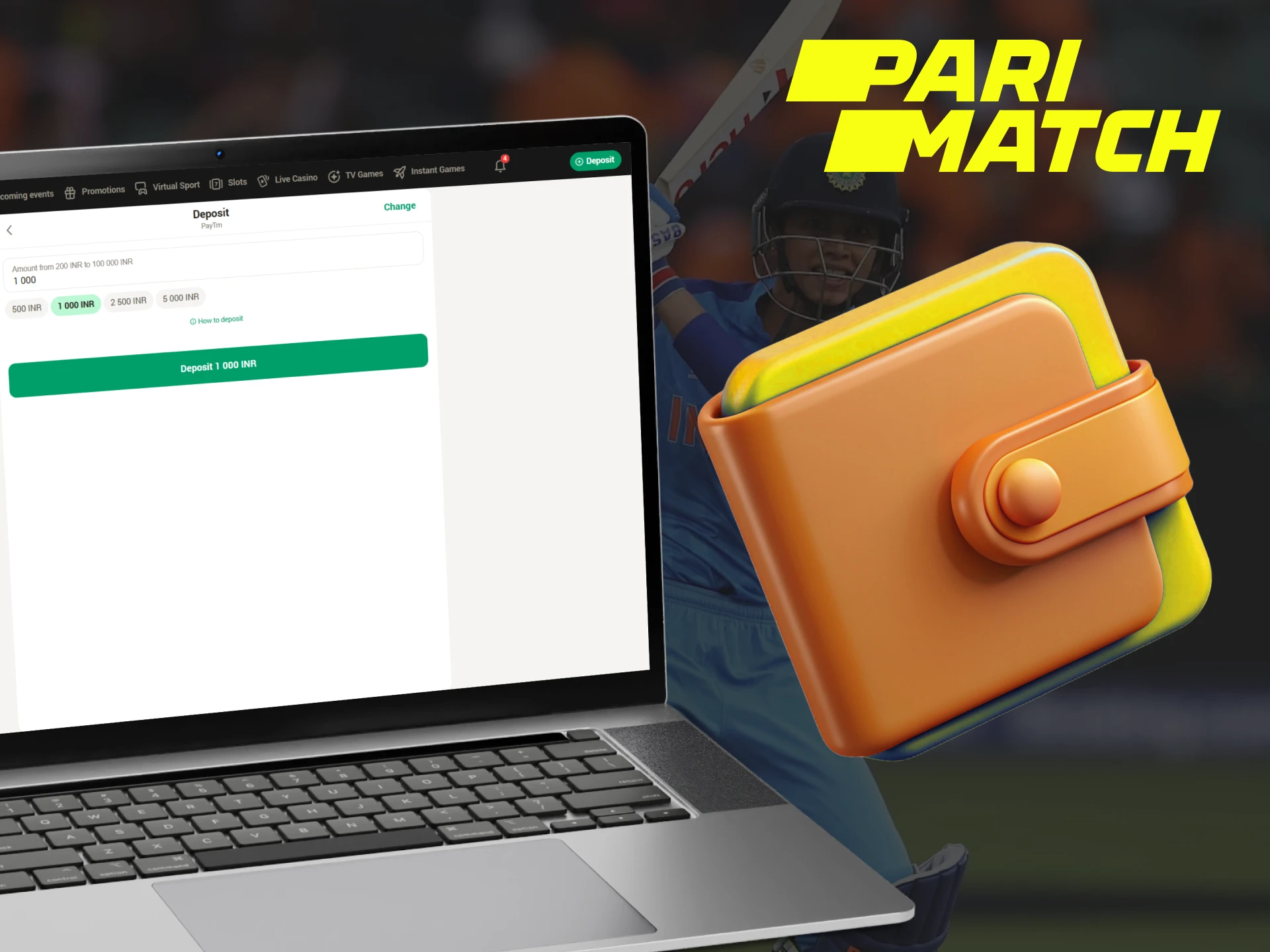 Easily fund your Parimatch account and kick off your betting experience.