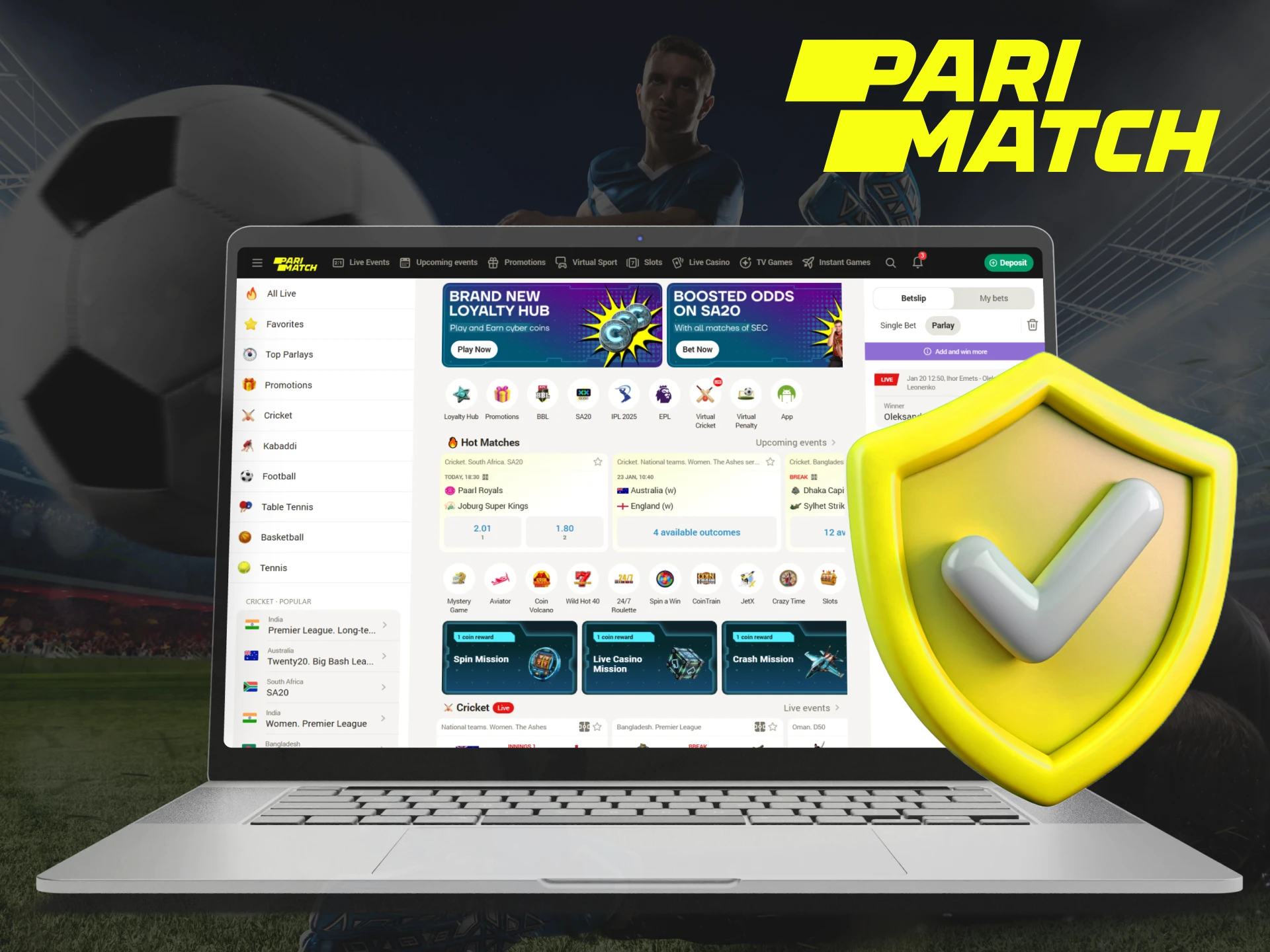 Parimatch is a licensed and legal online betting platform.