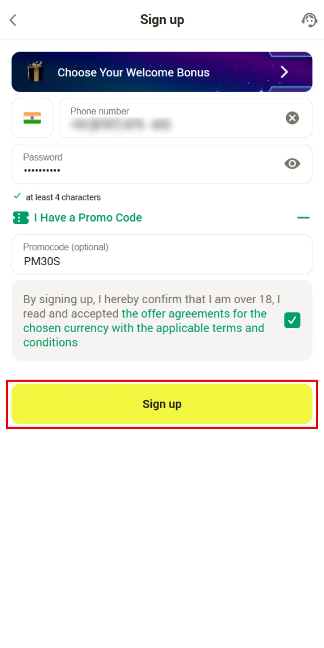 Press the Sign up button and enjoy betting at Parimatch.