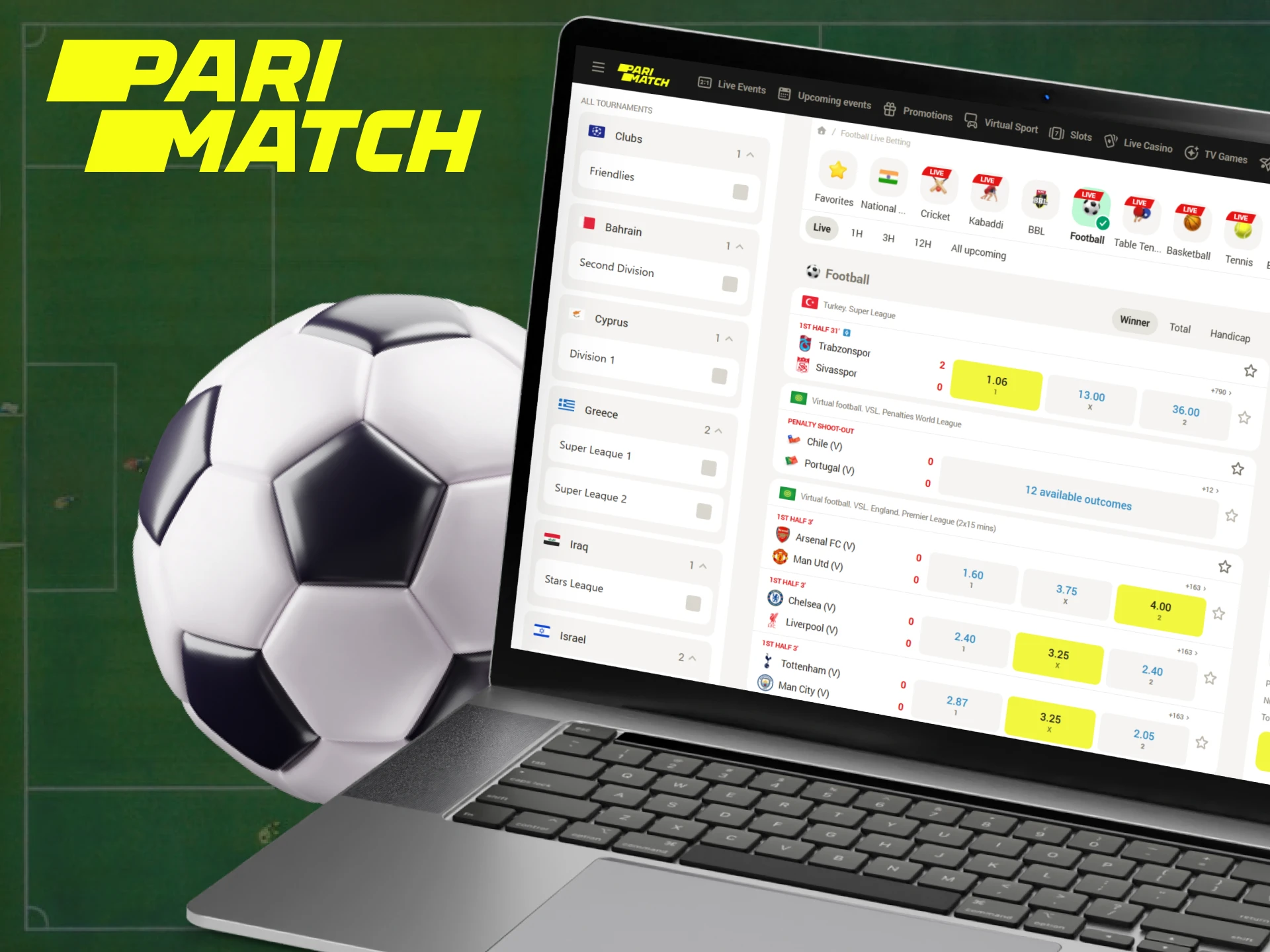 Support your favorite football teams via betting at Parimatch.