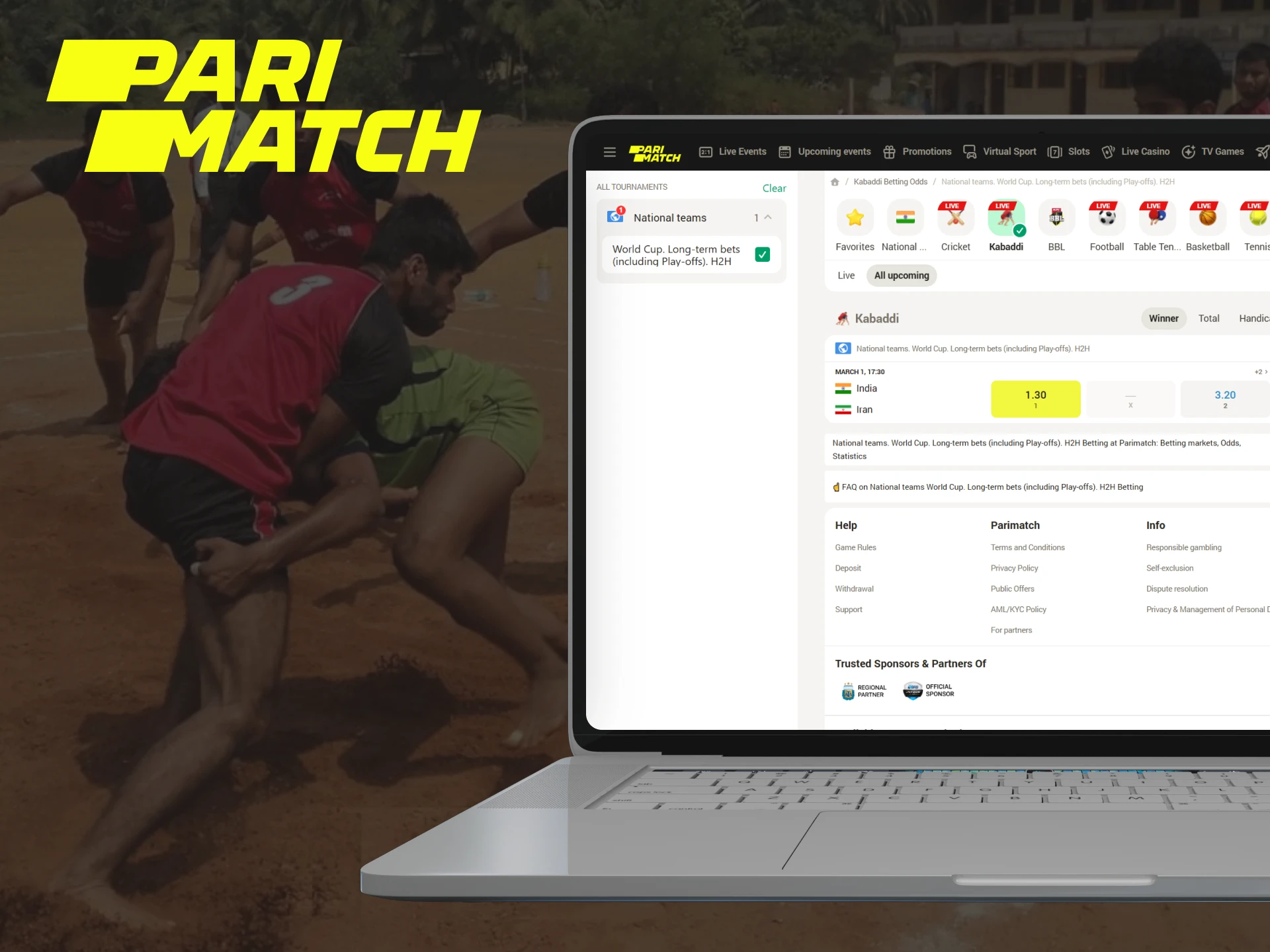 Get started with kabaddi betting at Parimatch.