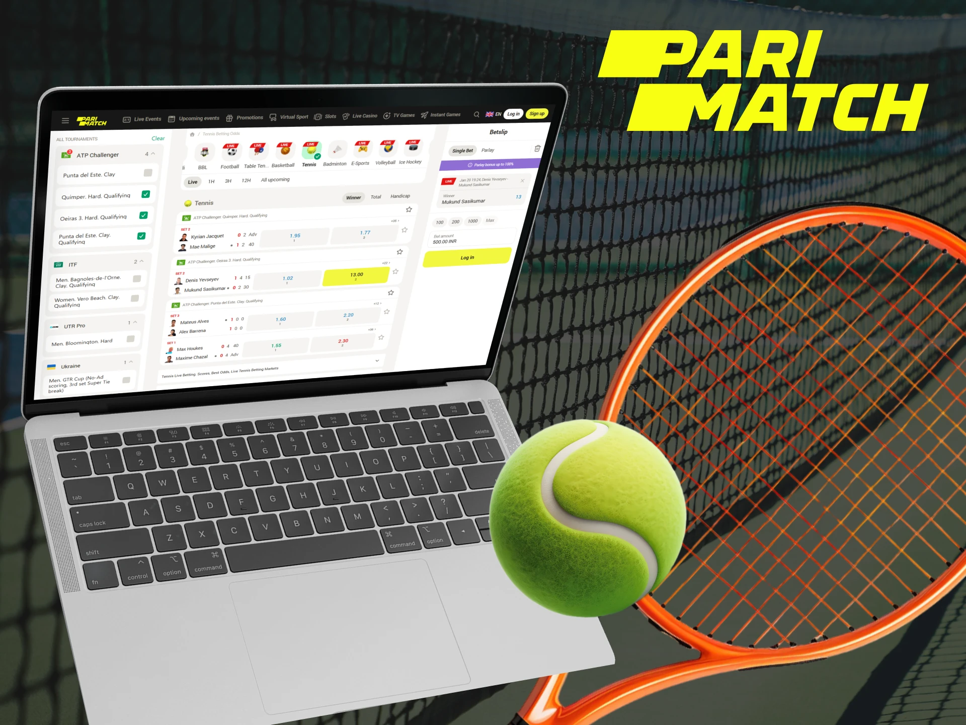 Bet on the top tennis matches and events at Parimatch.