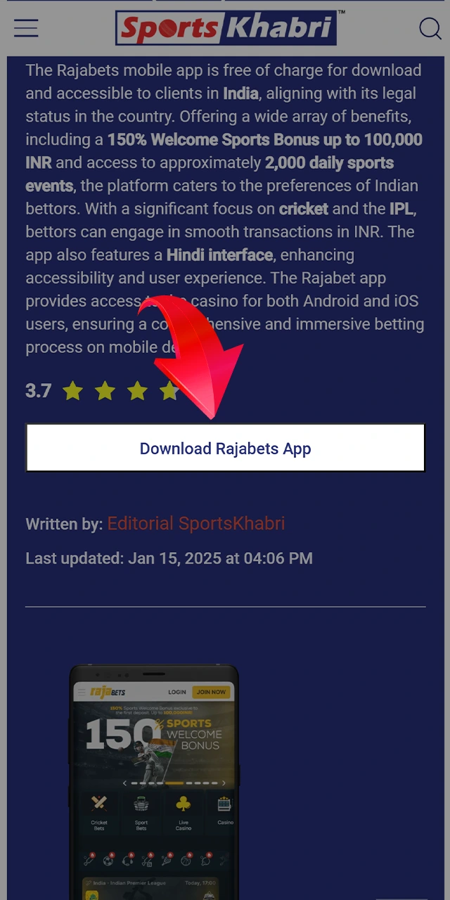 Start installing the Rajabets app by clicking on the link.