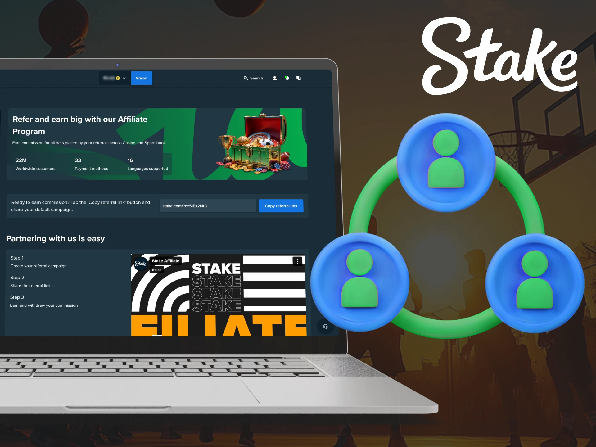 Join the Stake affiliate network and start generating additional revenue.