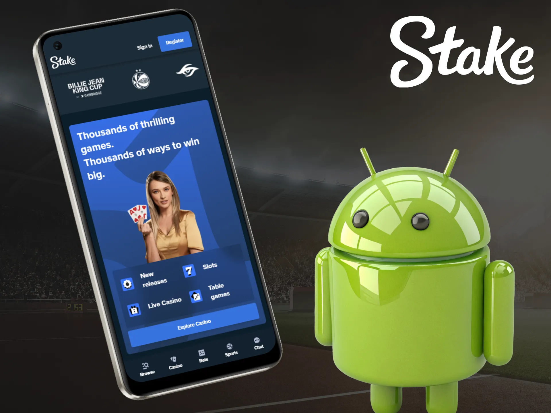 The Android application Stake will provide a comprehensive betting experience.