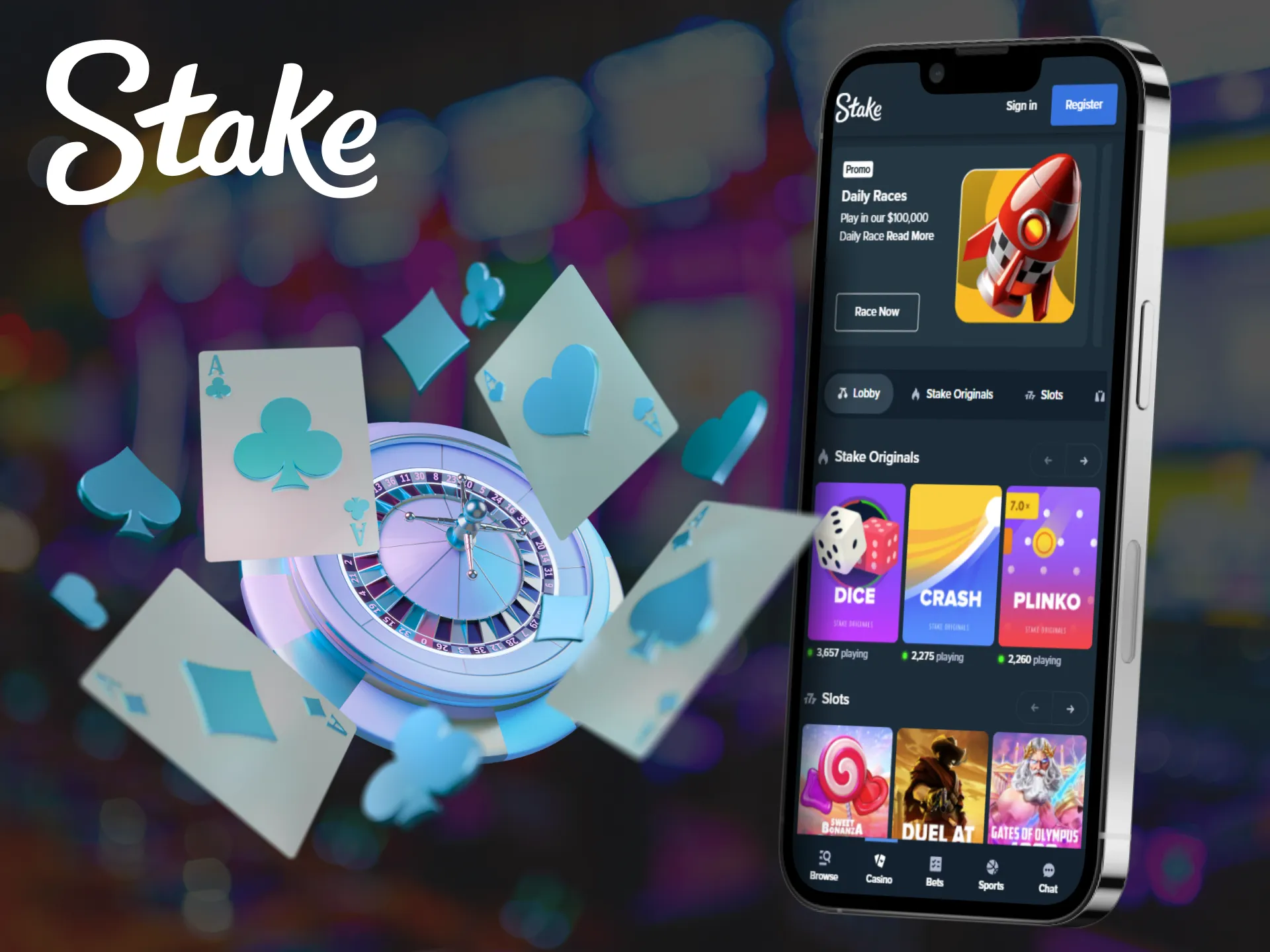 In the Stake casino app, users will find a wide variety of slots and games.