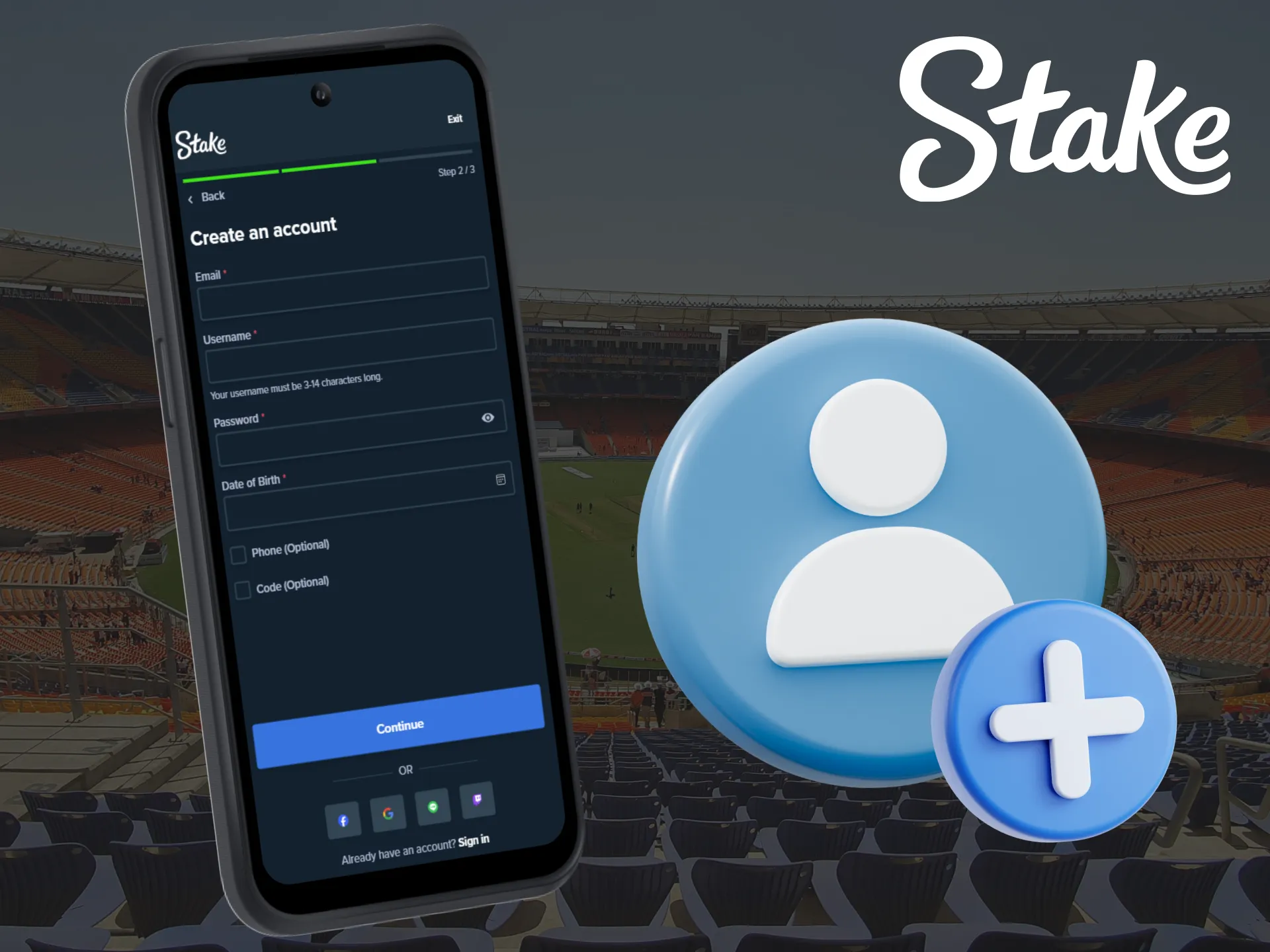 The process of signing up for the Stake app is streamlined and user-friendly.