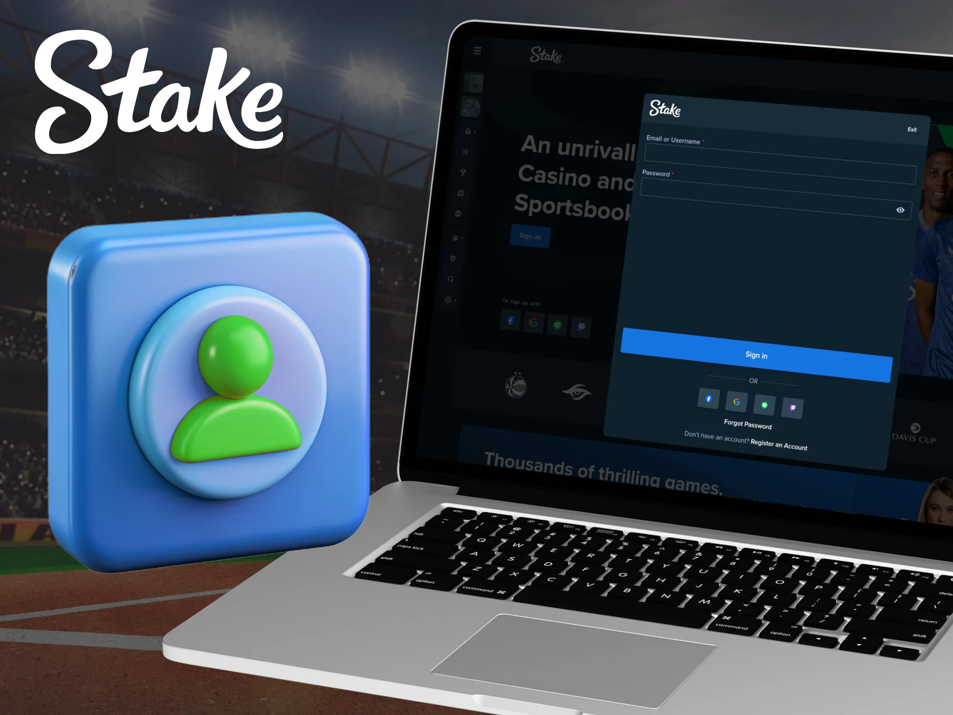 Log into your Stake account with ease and start betting.