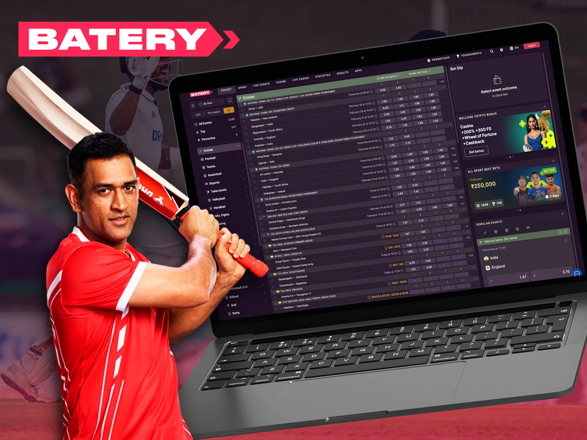 Create cricket predictions and win with Batery.