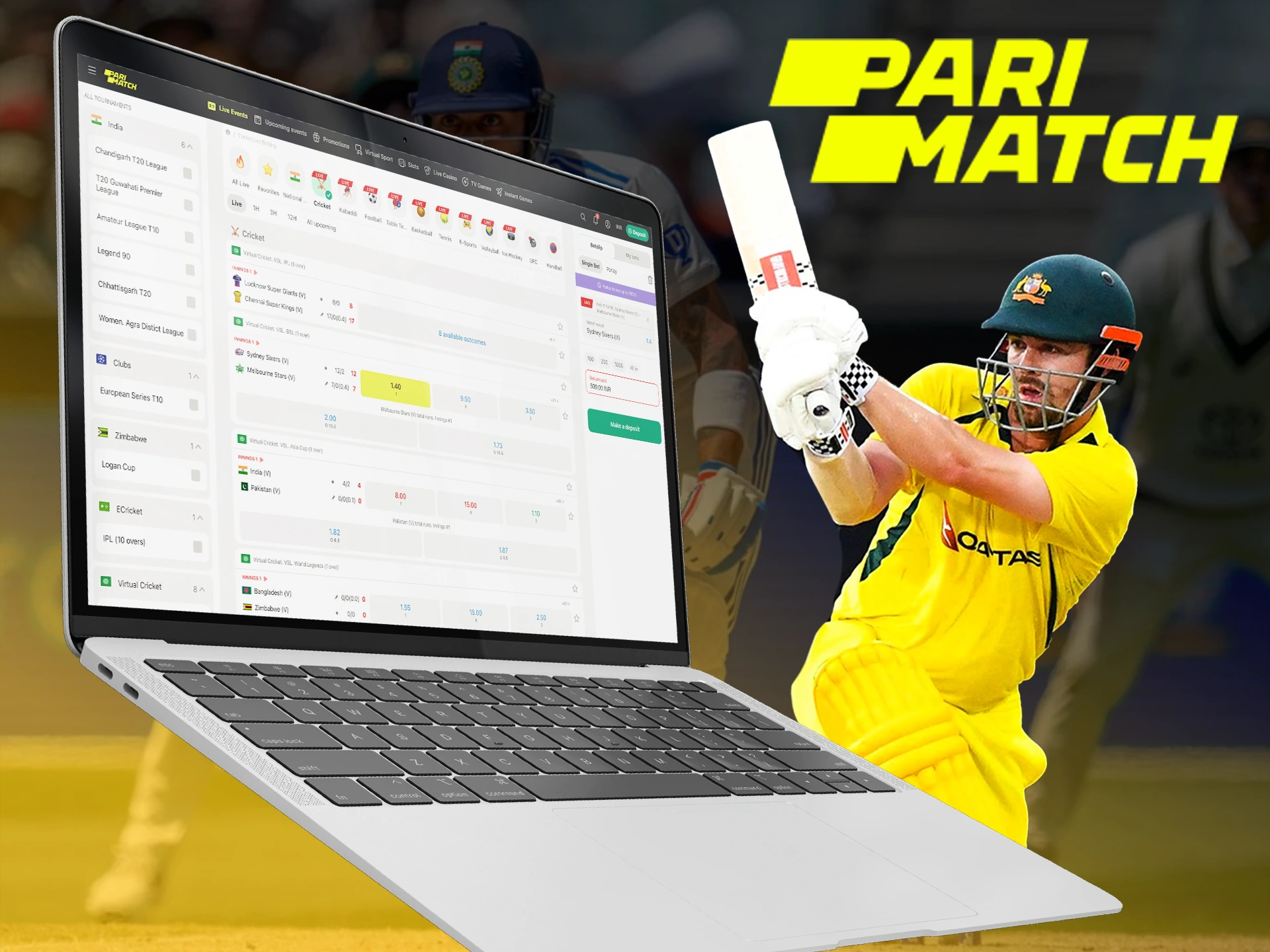 Luck awaits you in the cricket section of bookmaker Parimatch.