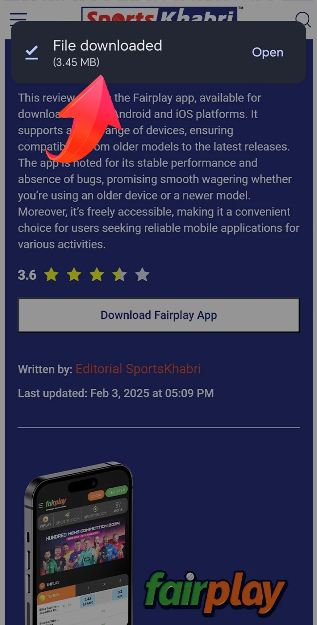 Wait for the Fairplay application installation file to download.