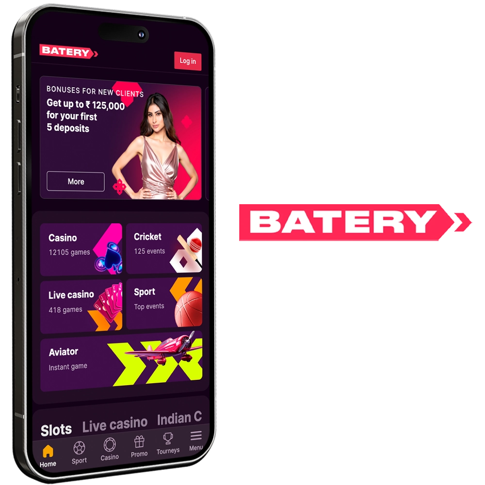 Download the Batery app to play casino games and place sports bets.