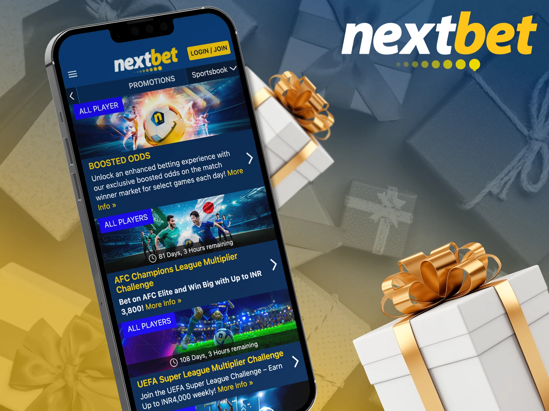 Receive the bonus by betting with the Nextbet mobile app.