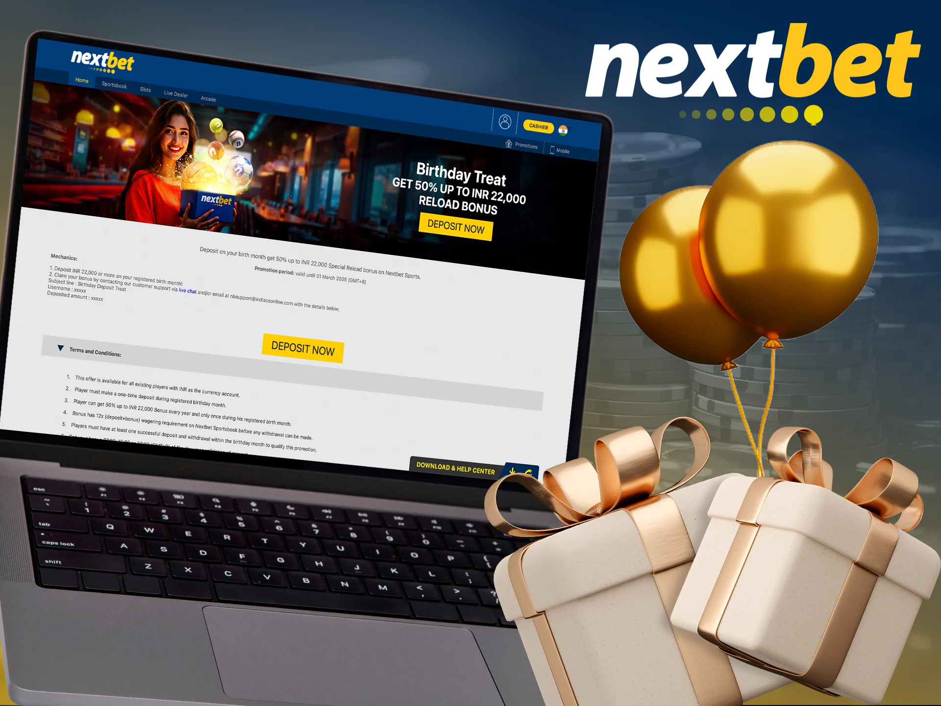 Get a bonus on your birthday from Nextbet for your wins.