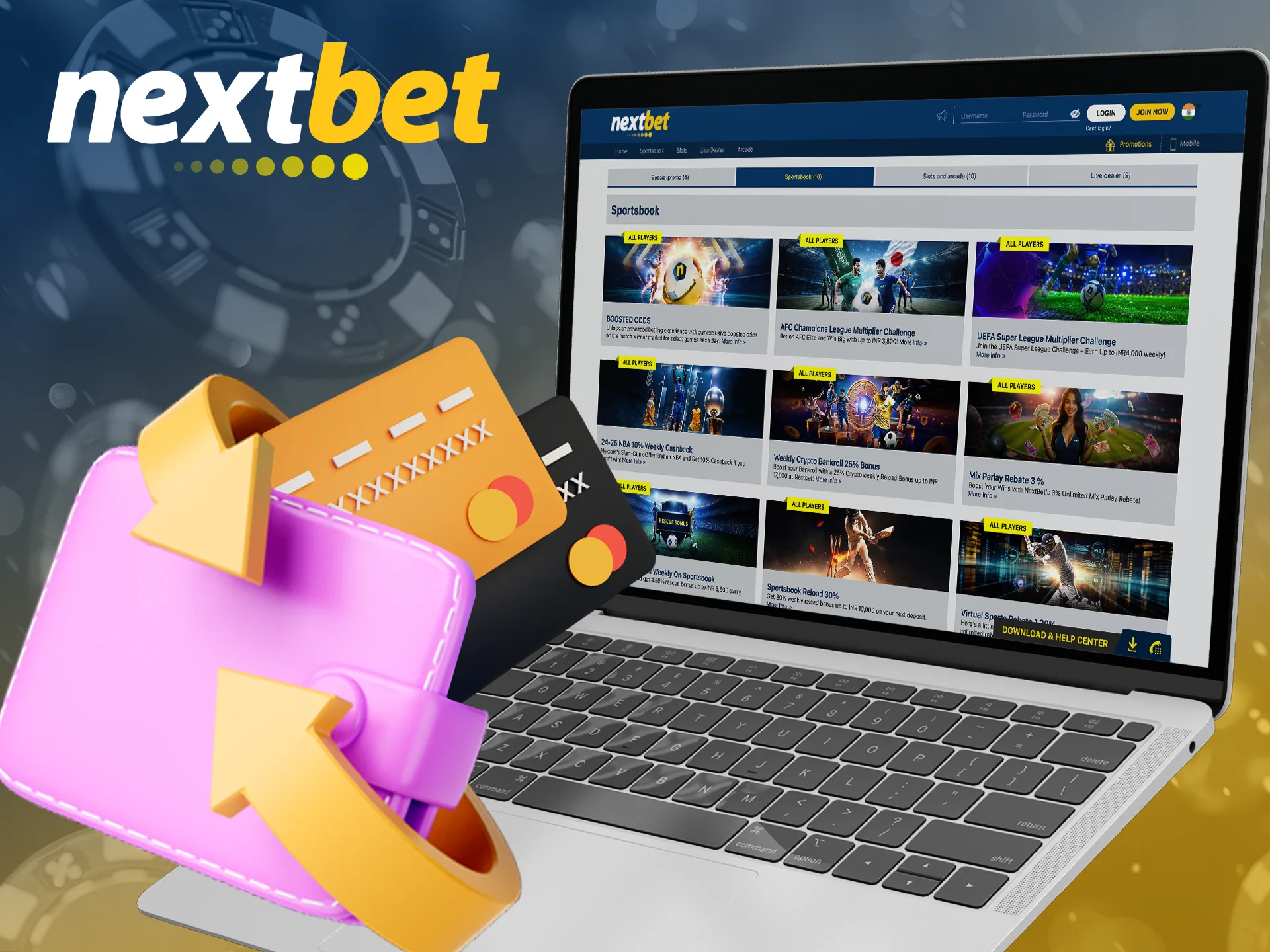 Take your lost money back by using the Nextbet bonus.