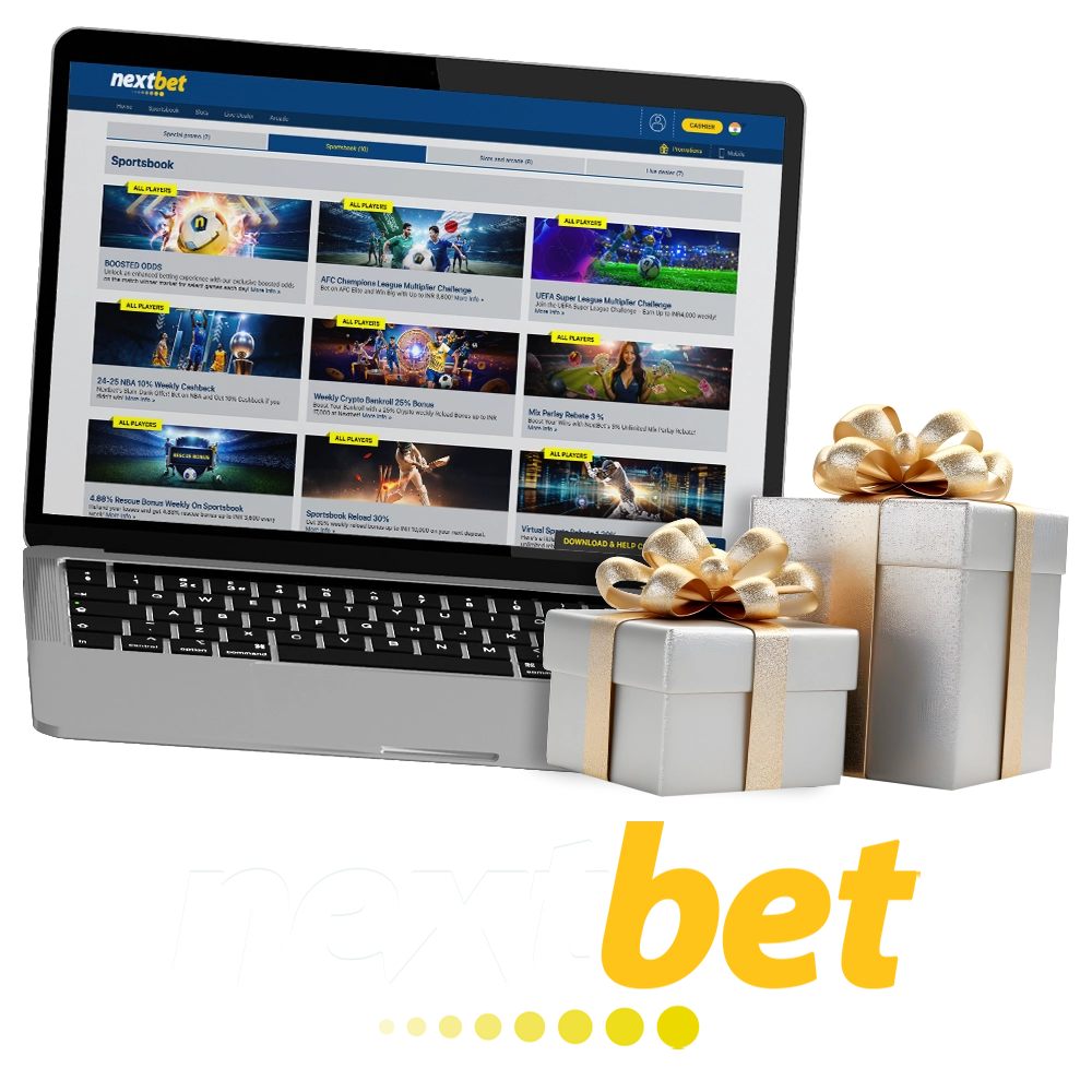 A large selection of bonuses is already waiting for you at Nextbet.