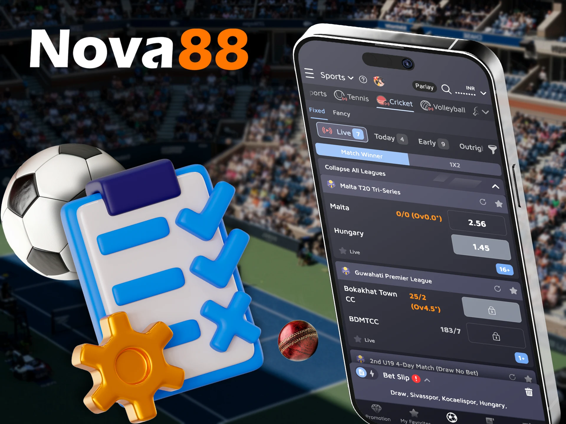 Place your bets using the options offered in the Nova88 app.