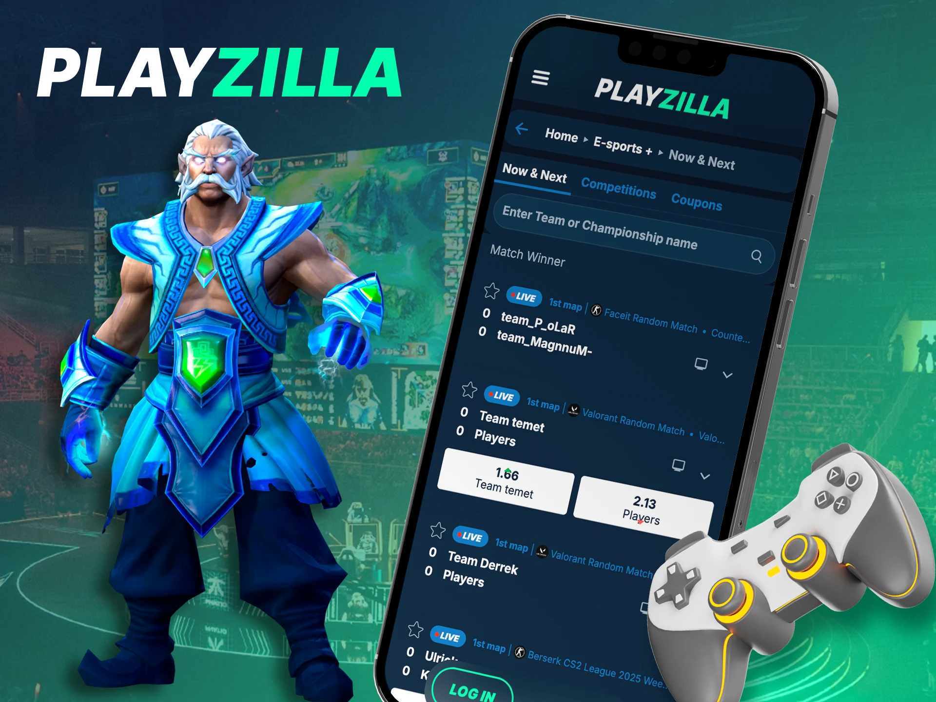 Find your favorite games in the Esports section of the Playzilla app.