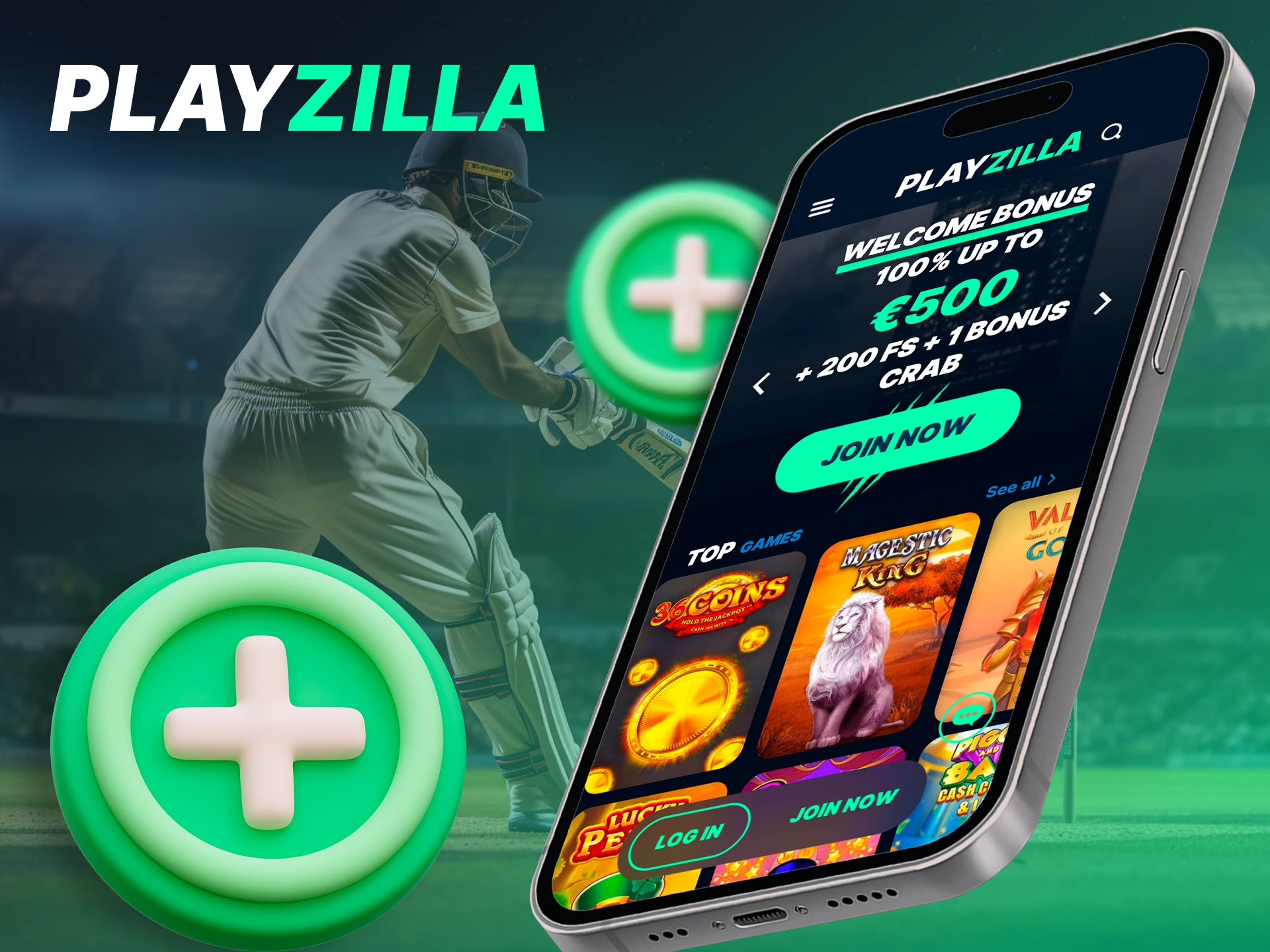 Get all the benefits of sports betting and casino on the Playzilla app.