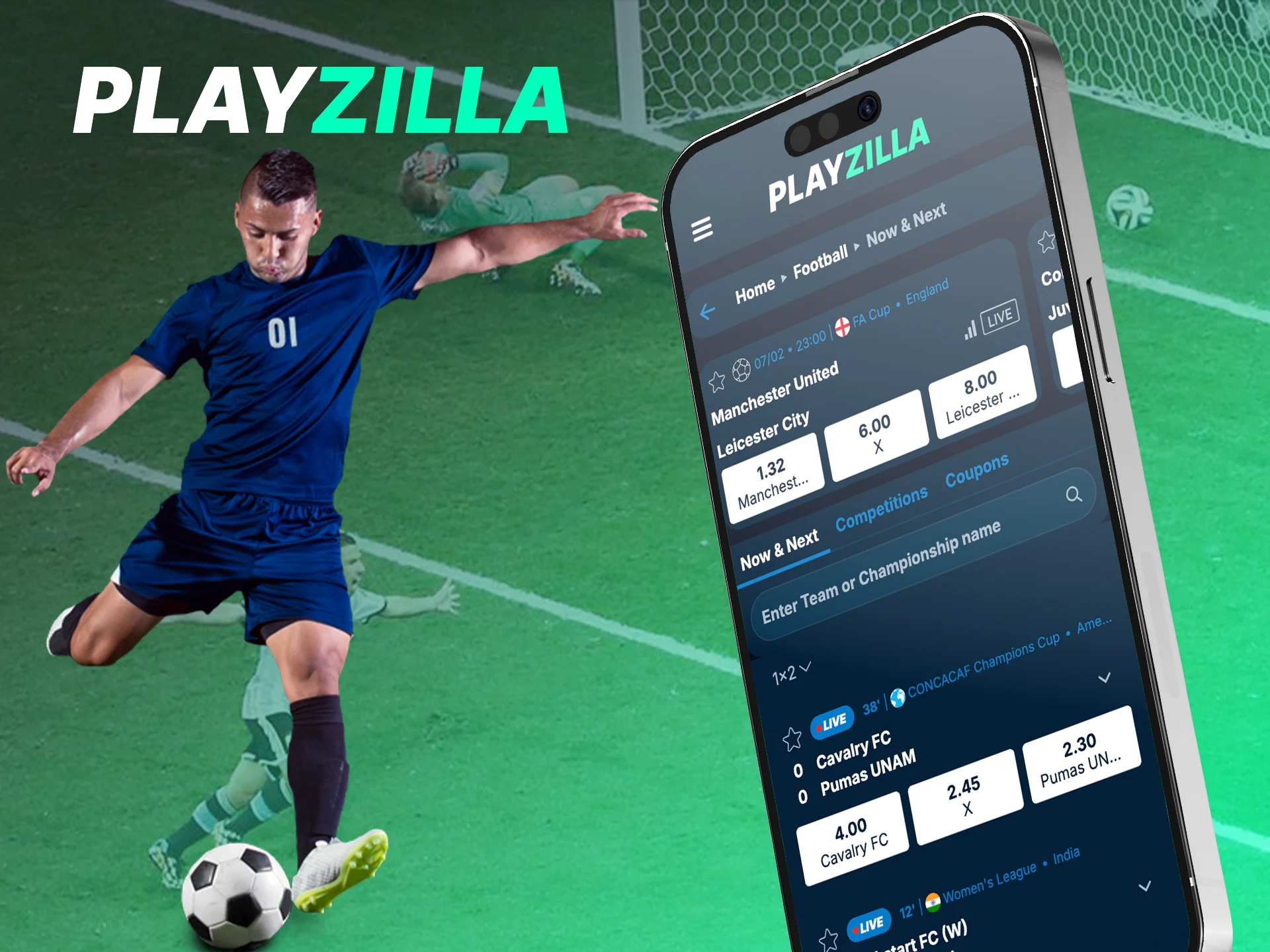 Cheer on your favorite soccer team anytime in the Playzilla app.