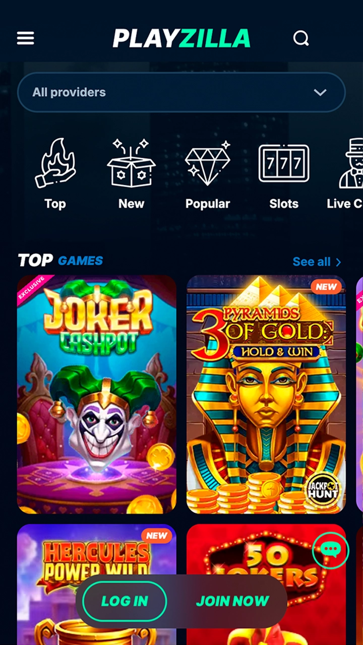 Playzilla offers its players a great choice in the casino section.