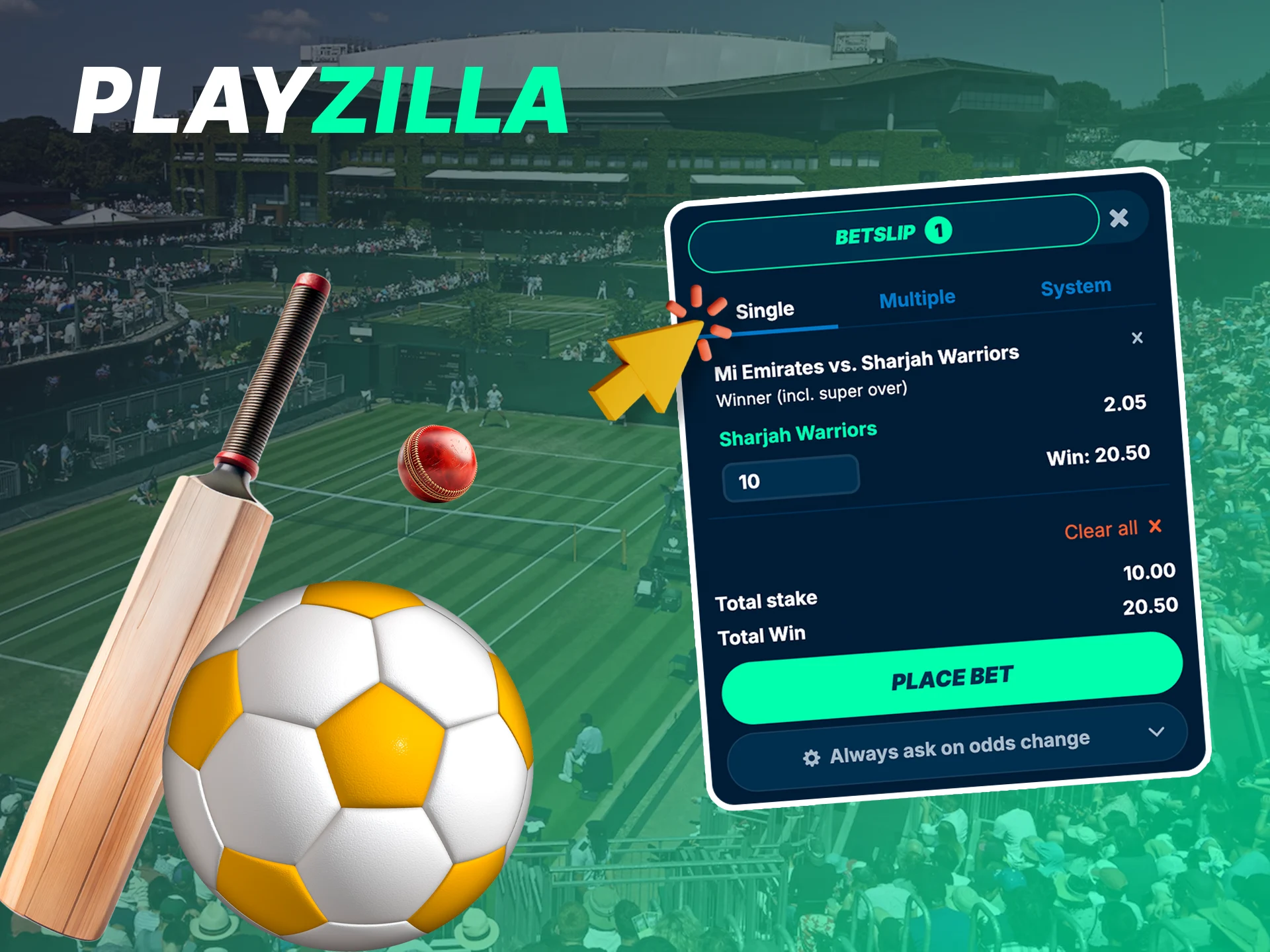 Place combined bets on upcoming events on the Playzilla app.