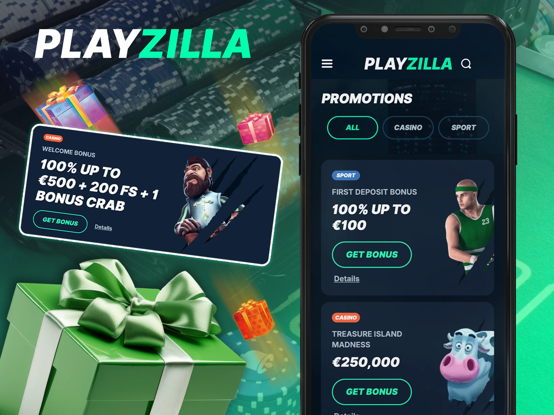 Welcome bonuses for your first bets are waiting in the Playzilla app.