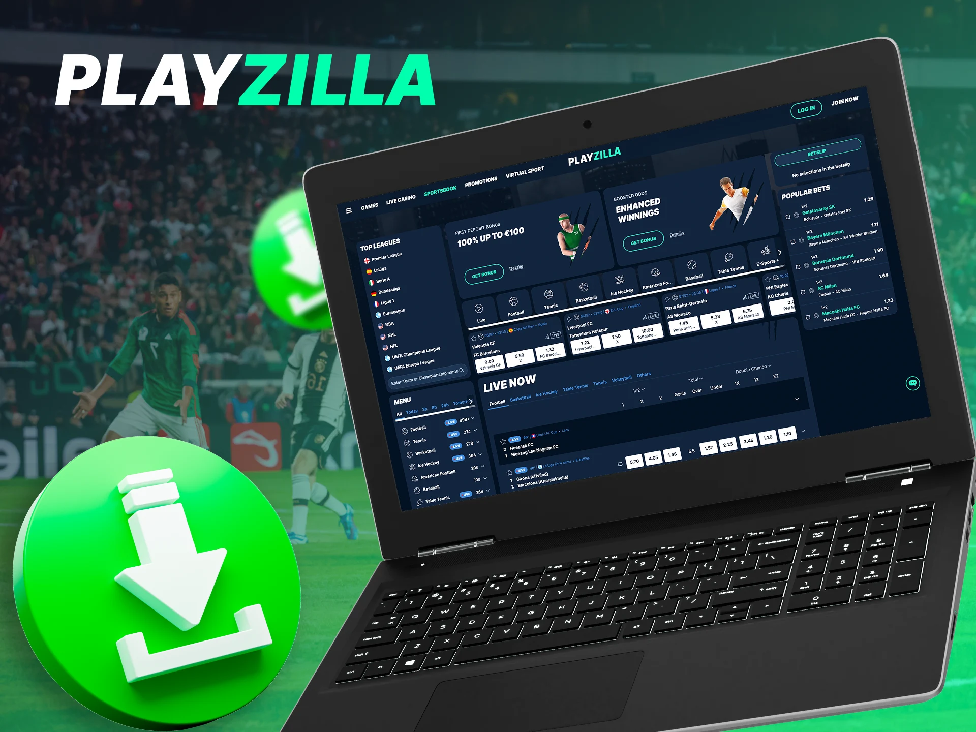 Install the Playzilla app on your computer for easy betting.