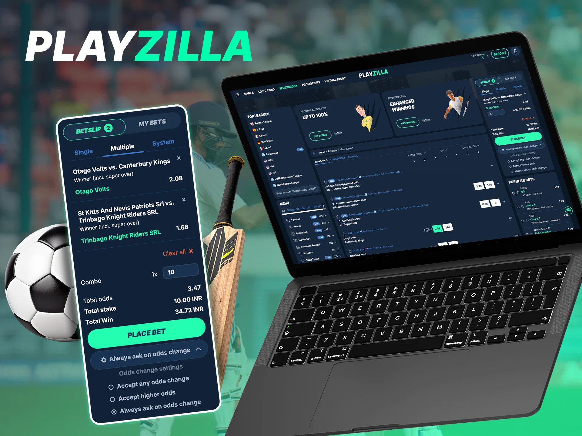 Use the options for betting on sporting events for big wins at Playzilla.